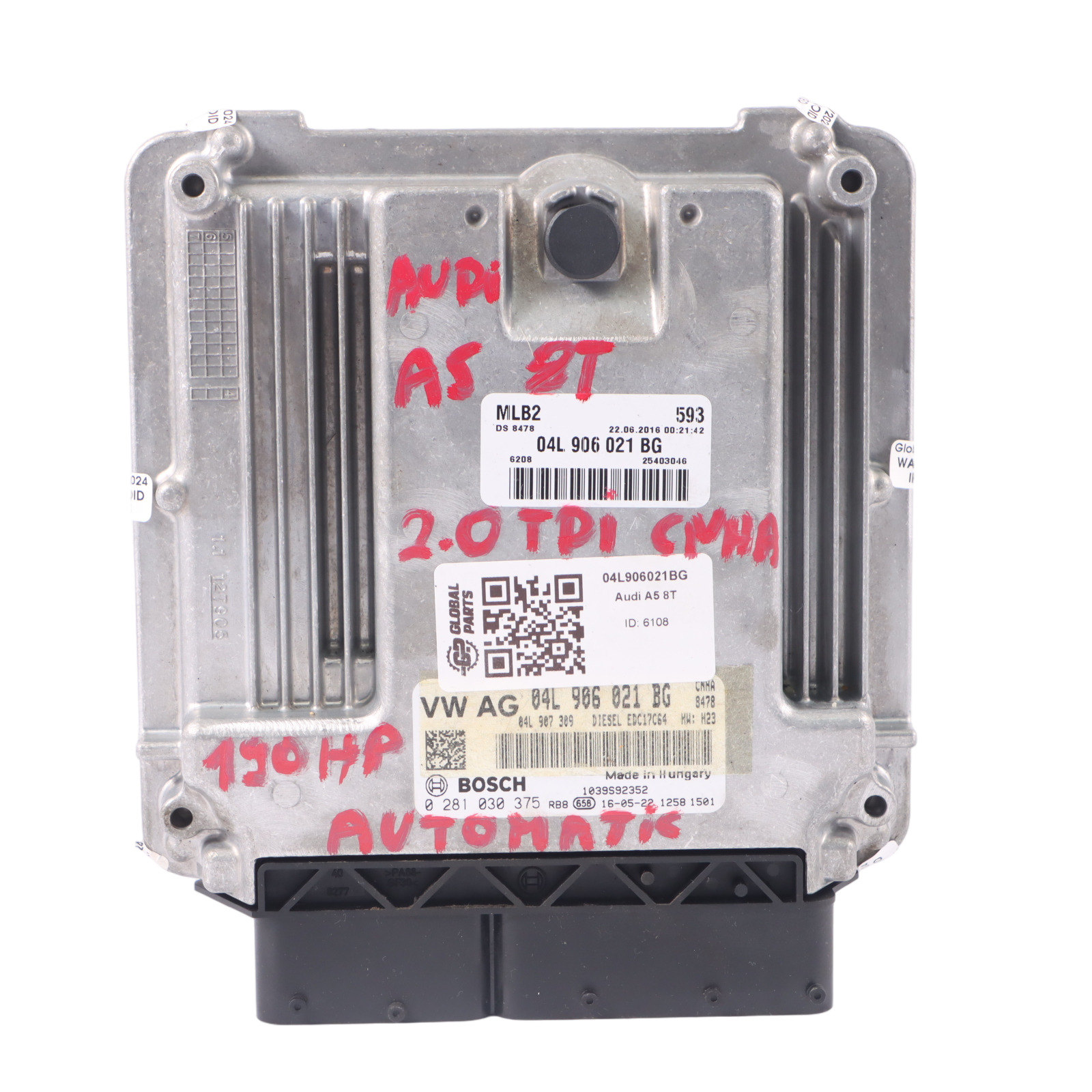 Audi A5 8T 2.0 TDI CNHA 190HP Motorsteuergerät ECU 04L906021BG Automatik