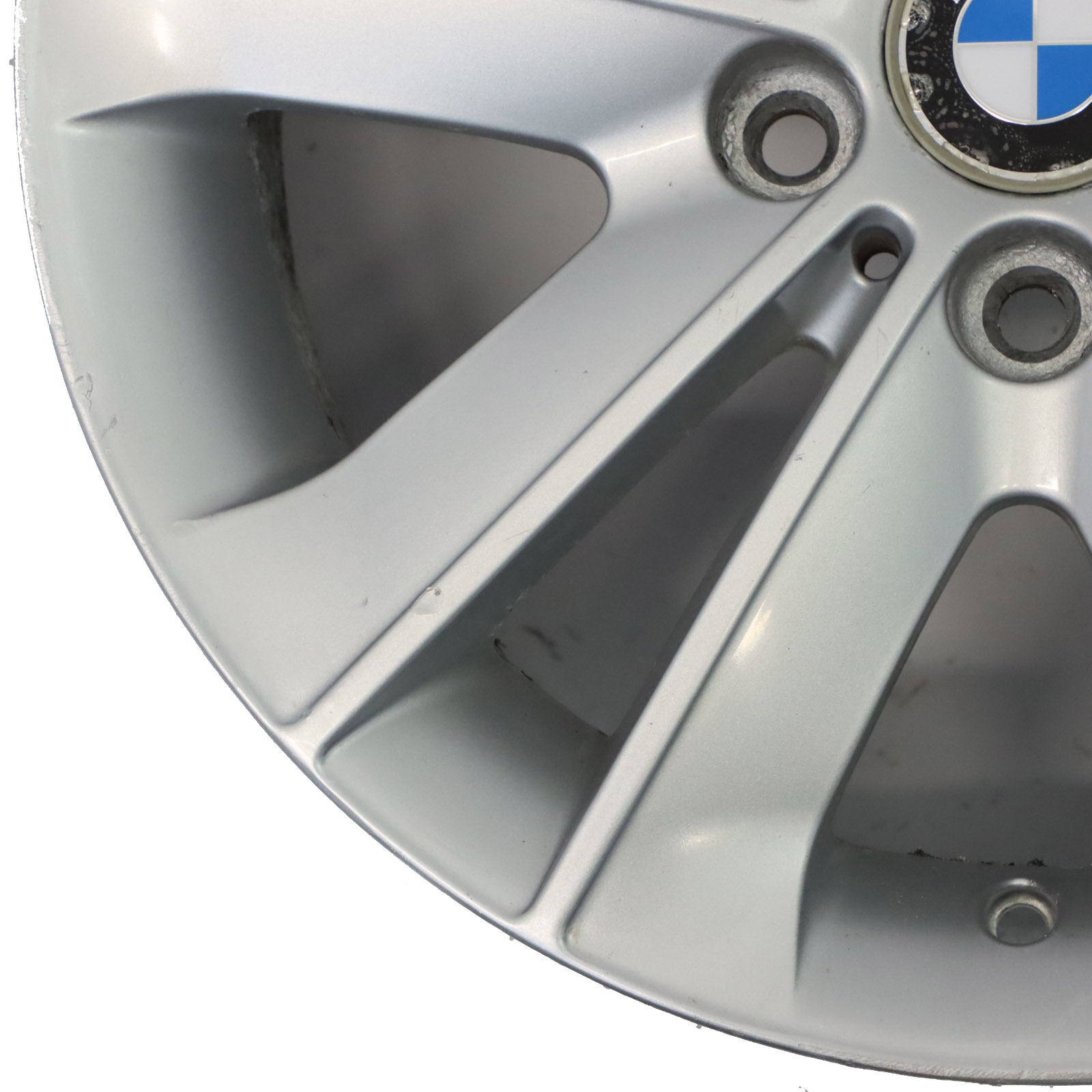 BMW E81 E87 Silberne Leicht metall felge 17" V-Speiche 141 ET:47 7J 6762888