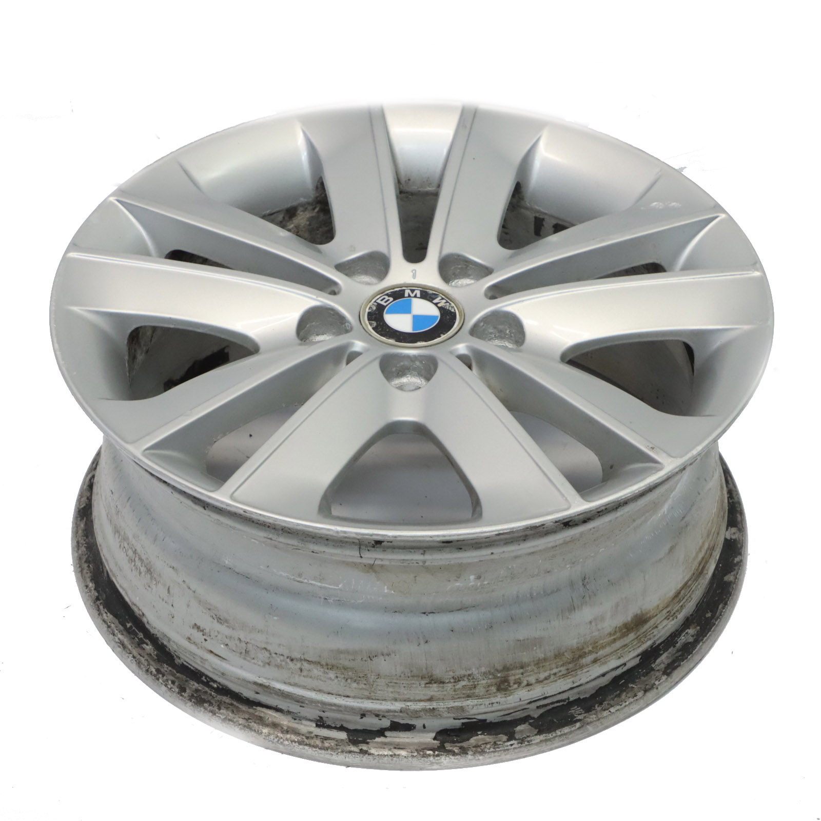 BMW E81 E87 Silberne Leicht metall felge 17" V-Speiche 141 ET:47 7J 6762888