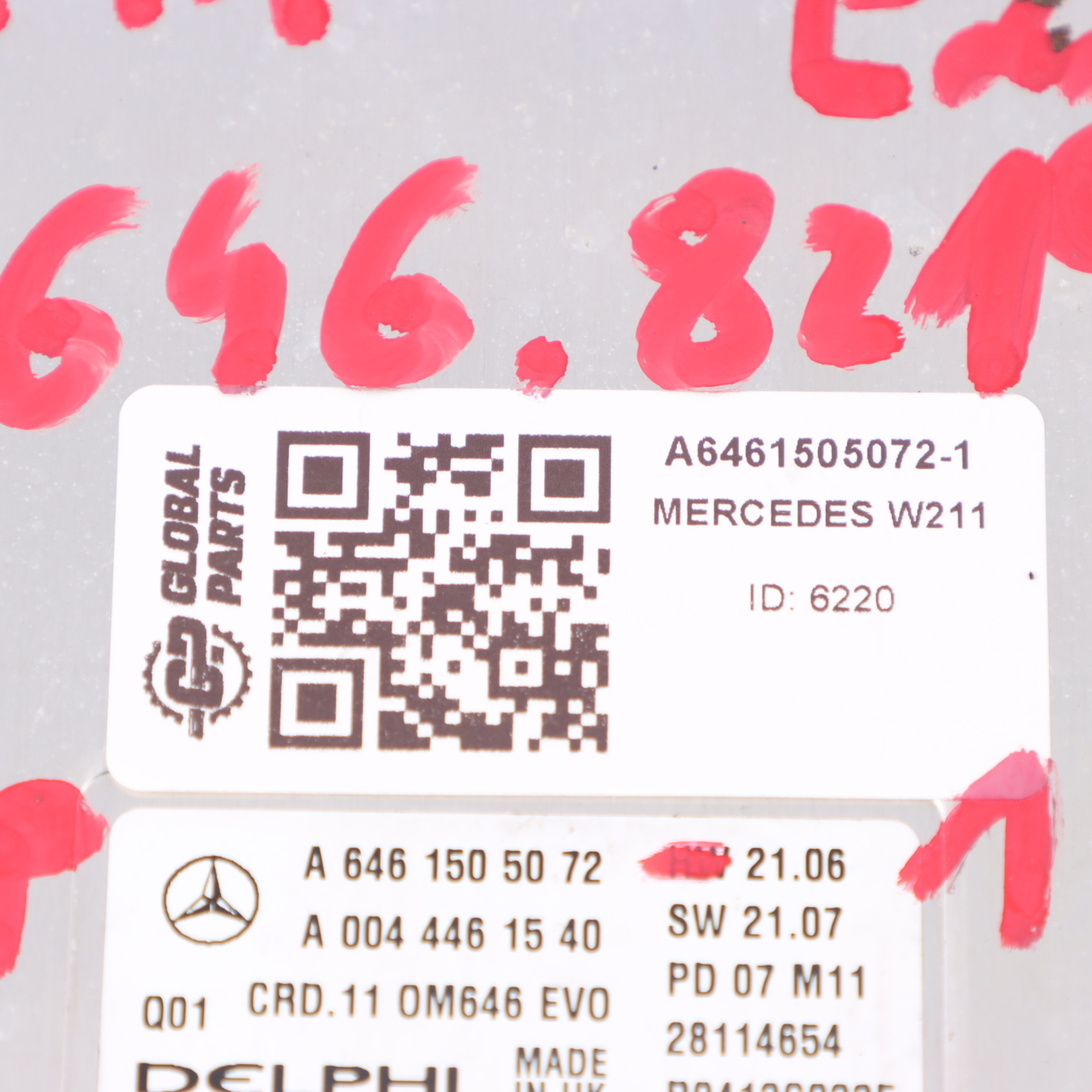 Mercedes W211 E220 CDI 646.821 170PS Motor ECU Kit A6461505072 Zündschlüssel