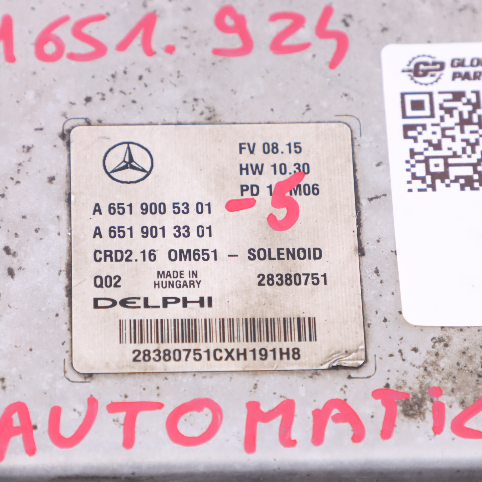 Mercedes W212 E220CDI 651.924 Motorsteuergerät Kit Schlüssel Zündung A6519005301