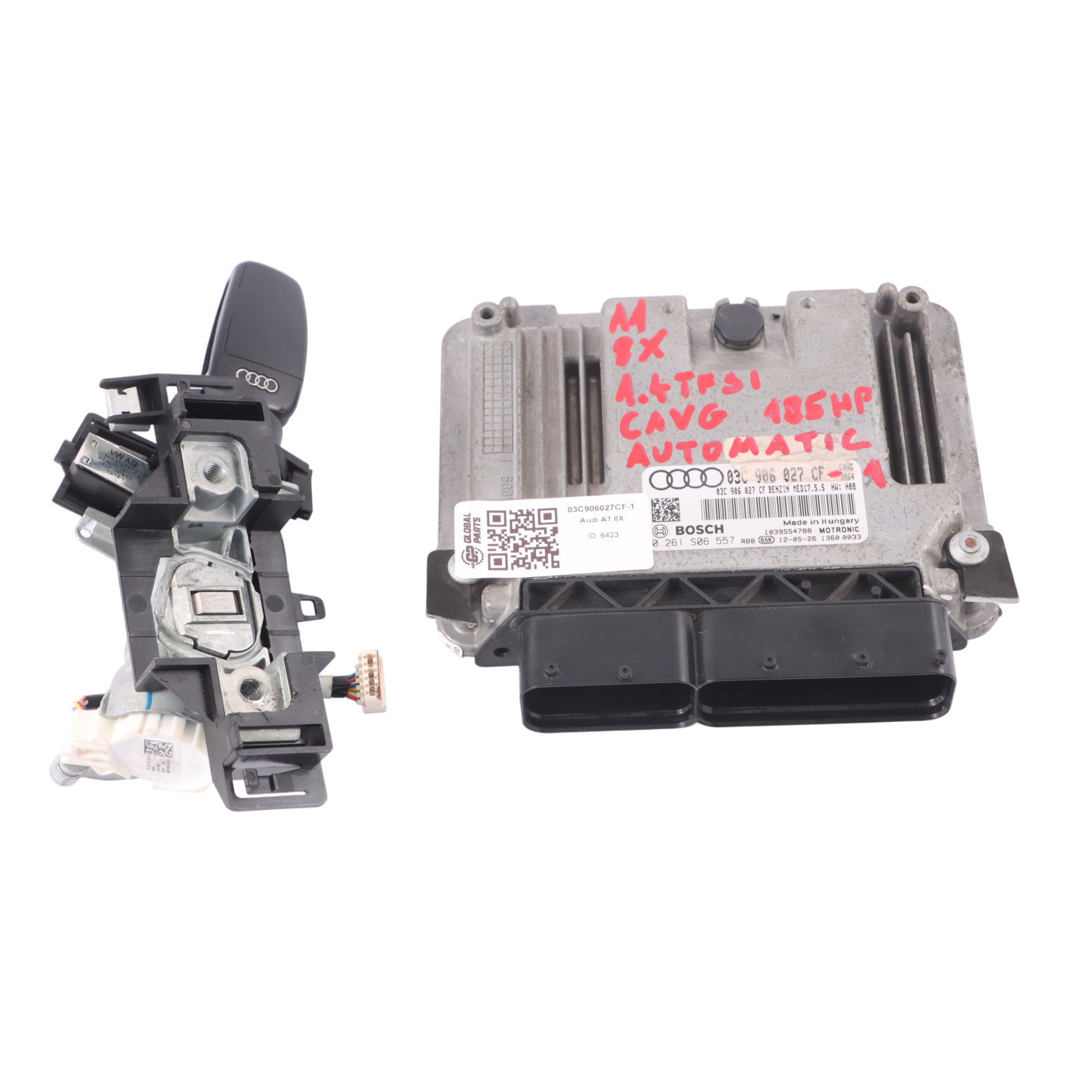 Audi A1 8X 1.4 TFSI CAVG 185HP Petrol Engine ECU Kit Ignition + Key 03C906027CF