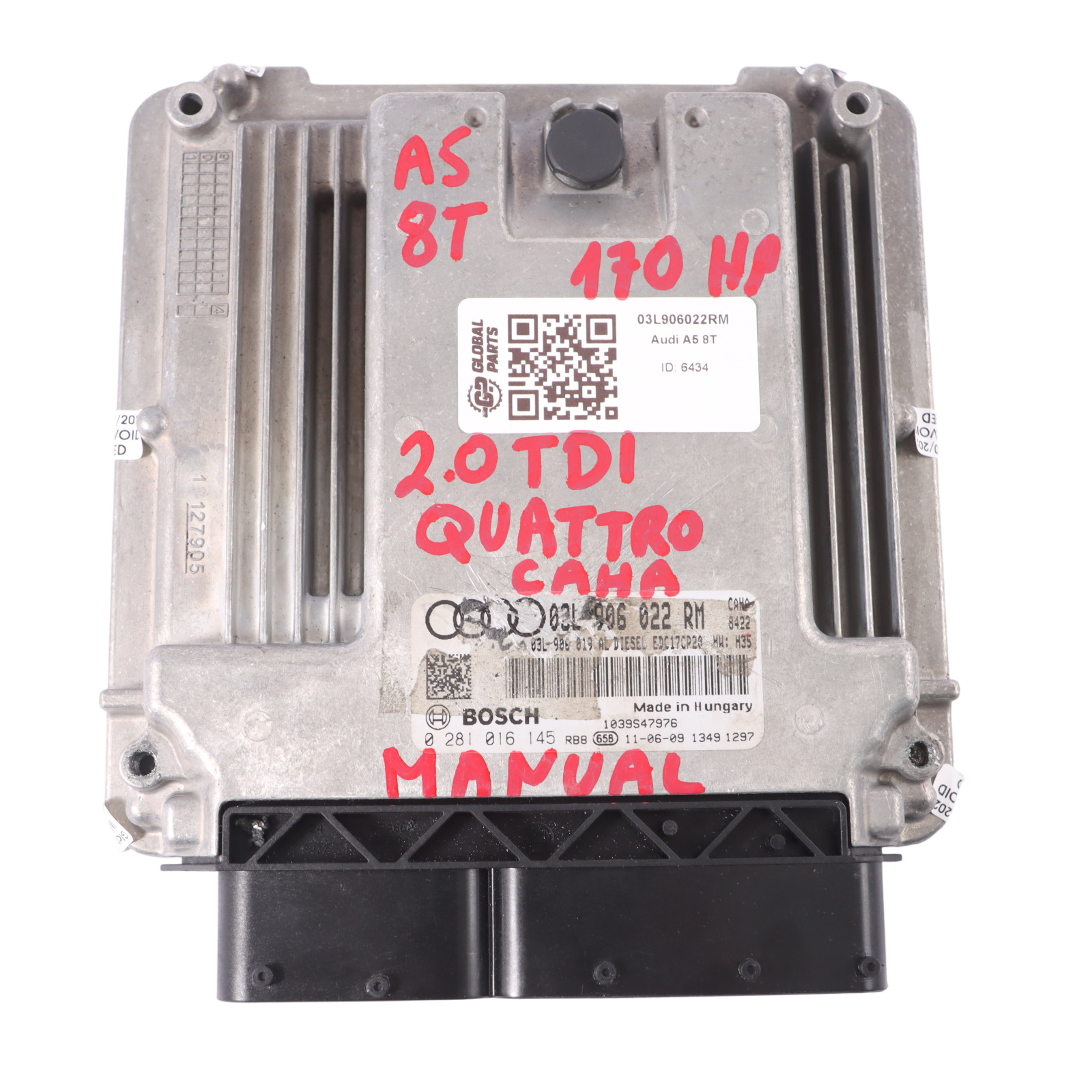 Audi A5 8T 2.0 TDI CAHA 170HP Engine Control Module ECU 03L906022RM Manual