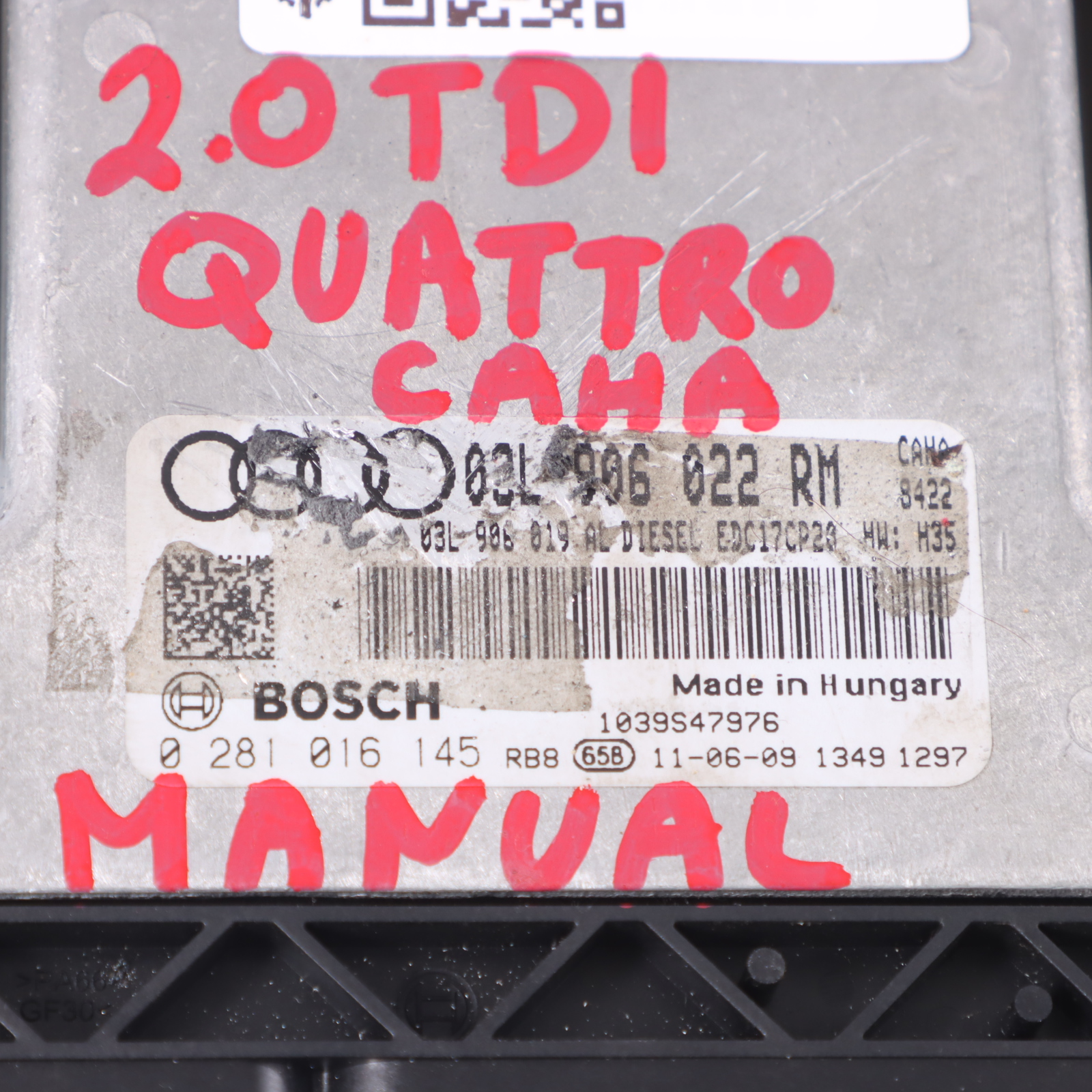 Audi A5 8T 2.0 TDI CAHA 170HP Engine Control Module ECU 03L906022RM Manual