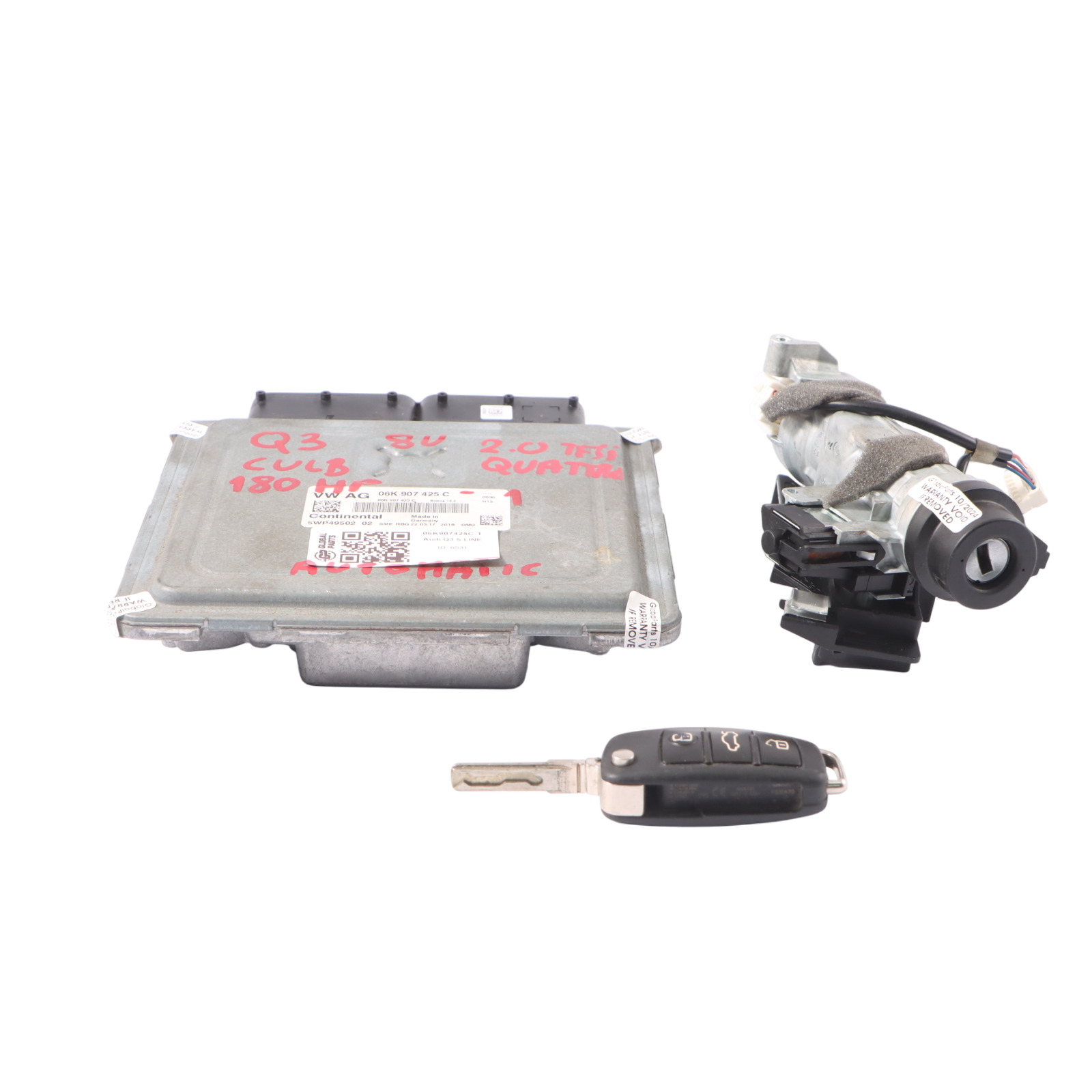 Audi Q3 8U 2.0 TFSI CULB 180HP Quattro Motor ECU Kit 06K907425C Zündschlüssel