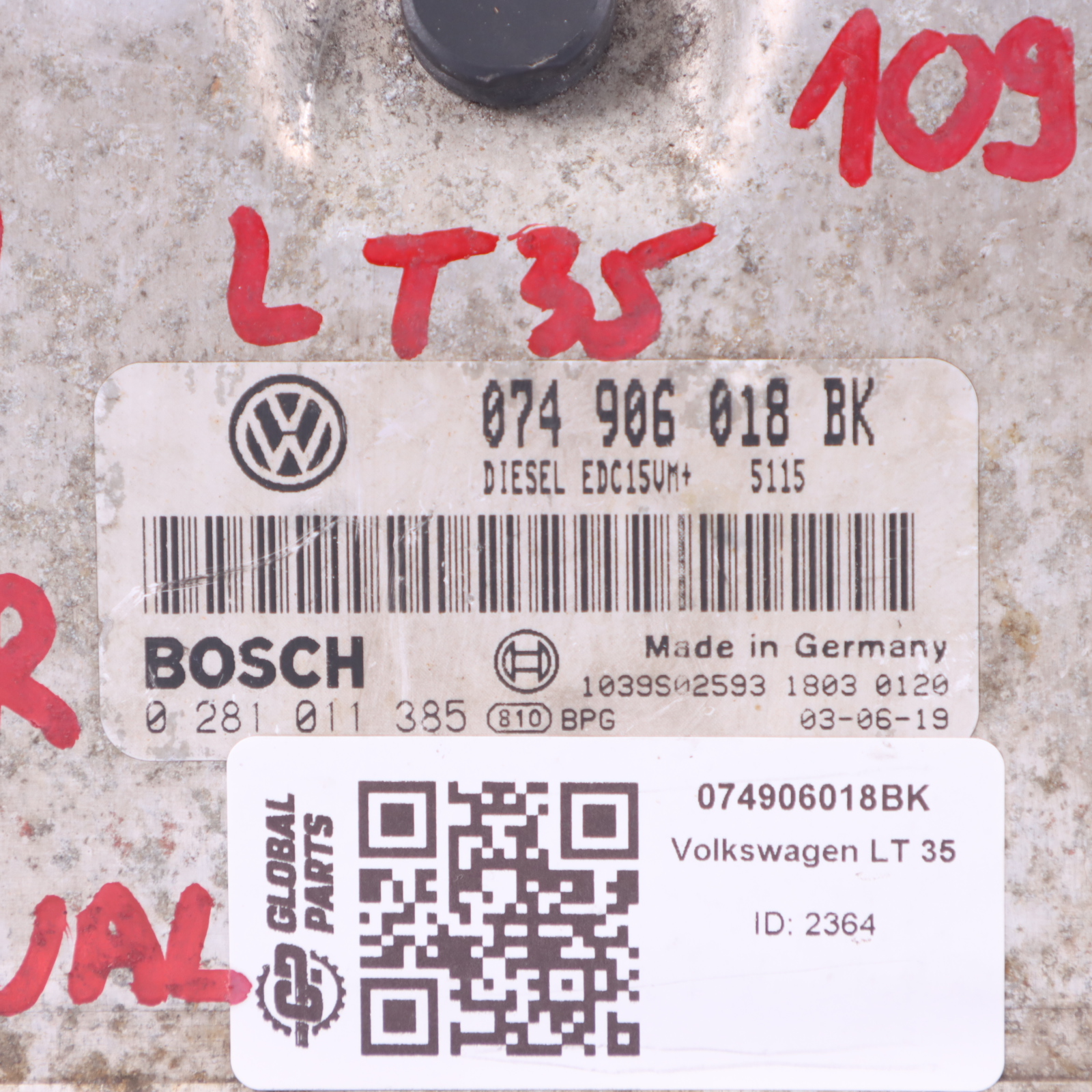 VW Volkswagen LT 35 2.5 TDI AVR 109HP Engine ECU Kit 074906018BK Manual Gearbox