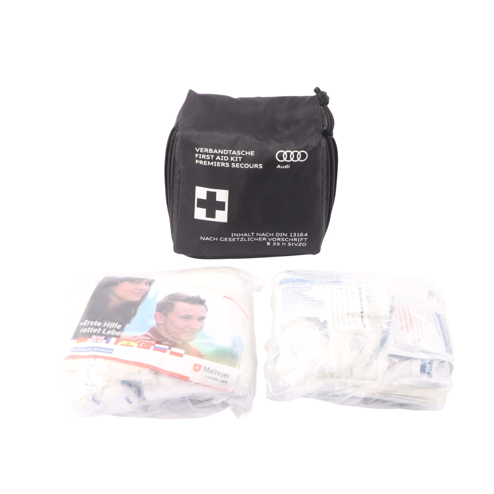 Audi Universal First Aid Emergency Medical Kit Black Pouch 8J7860282B