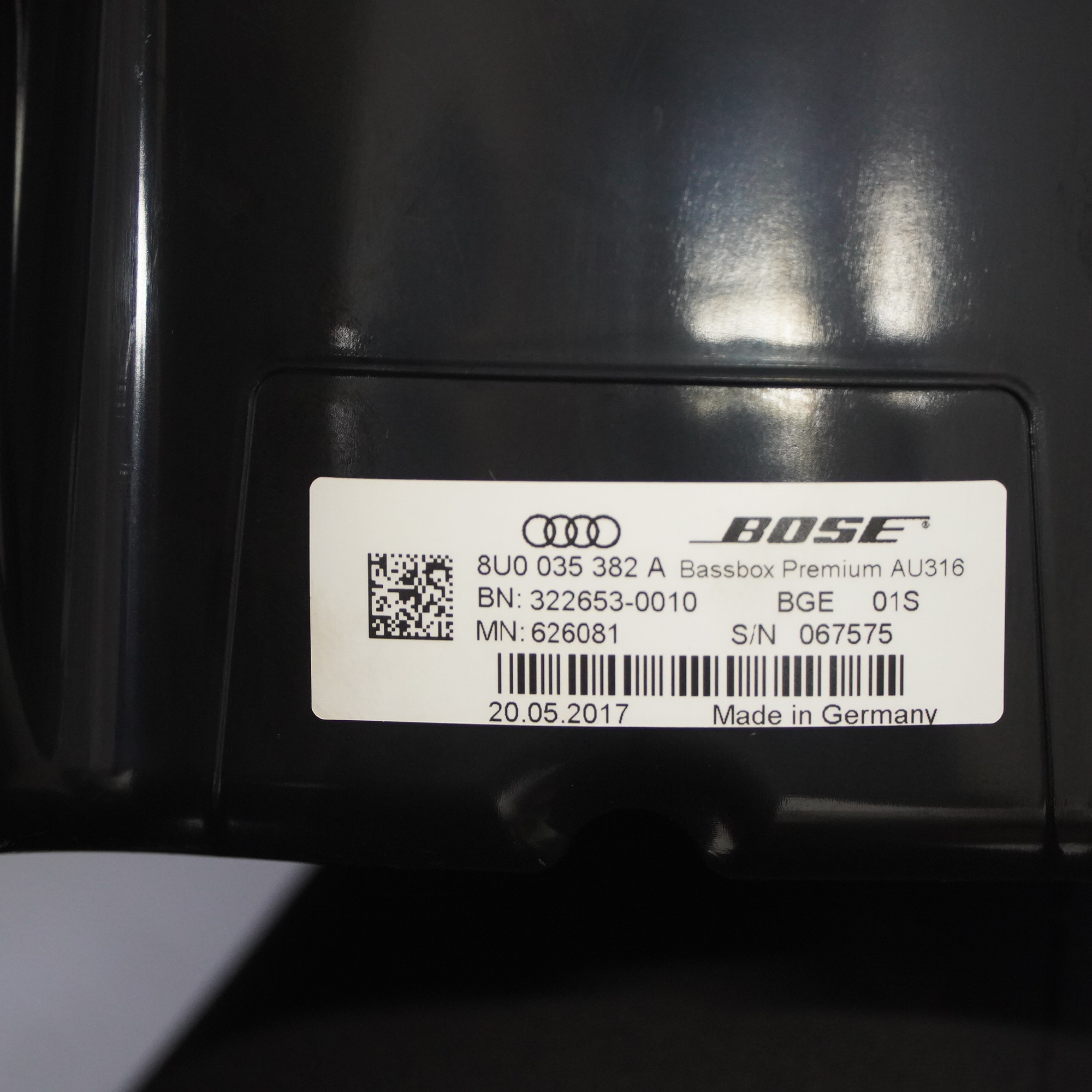 Audi Q3 8U Bose Speaker Rear Boot Bass Box Premium Subwoofer 8U0035382A