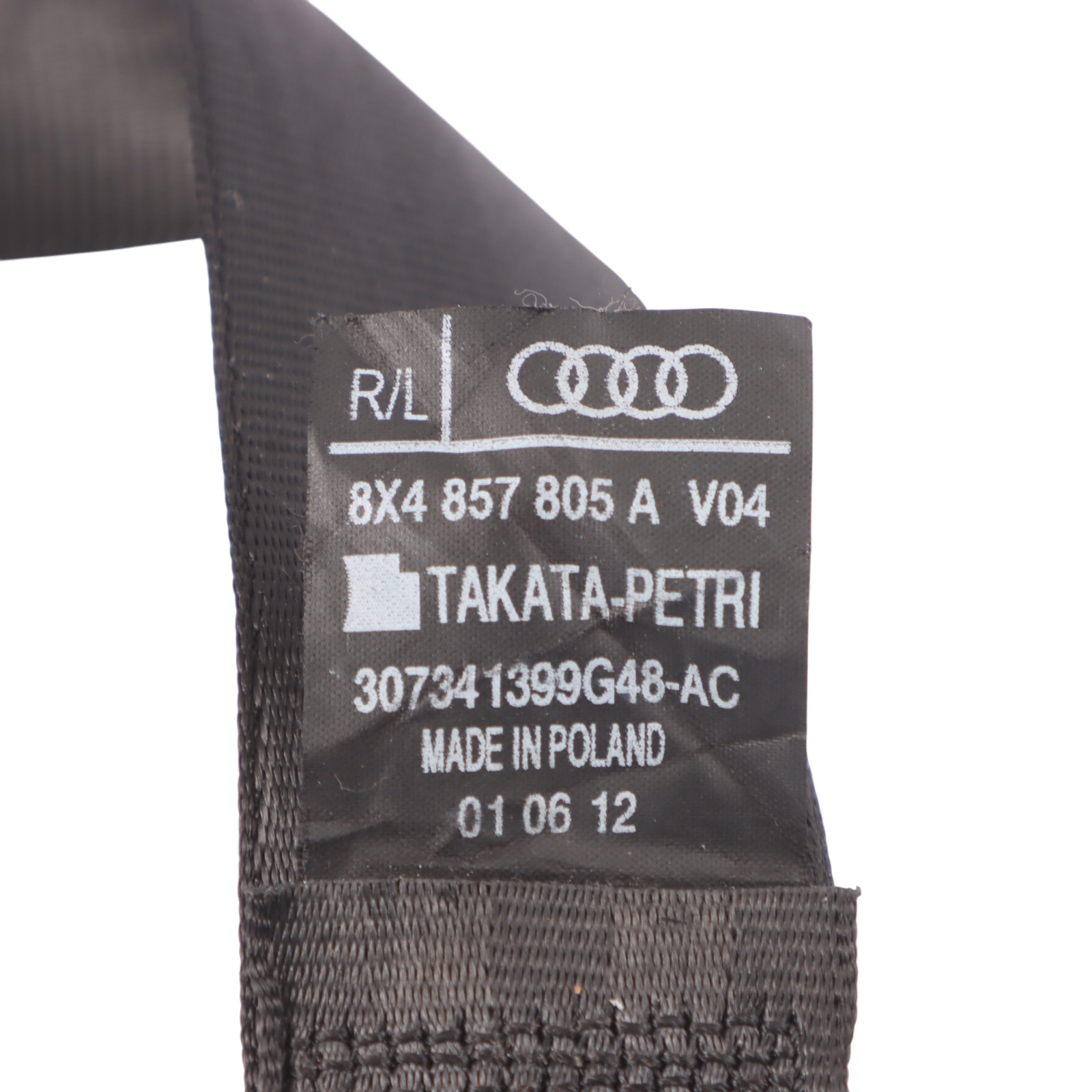 Audi A1 8X Upper Seatbelt Rear Left Right N/O/S Seat Belt Black 8X4857805A