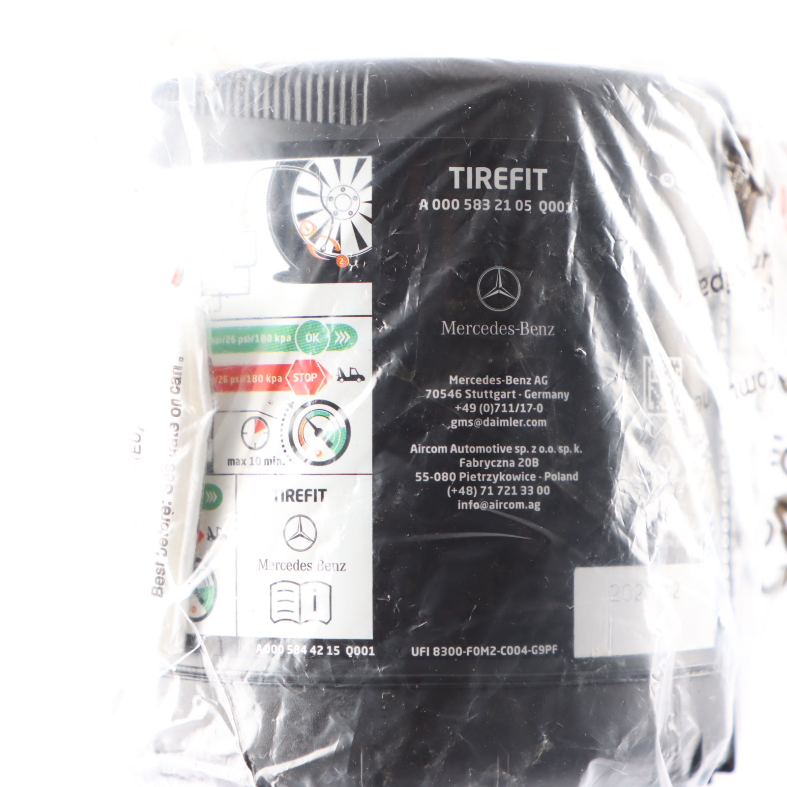 Mercedes W177 Tyre Sealant Sealer Tirefit Container Inflation A0005844215