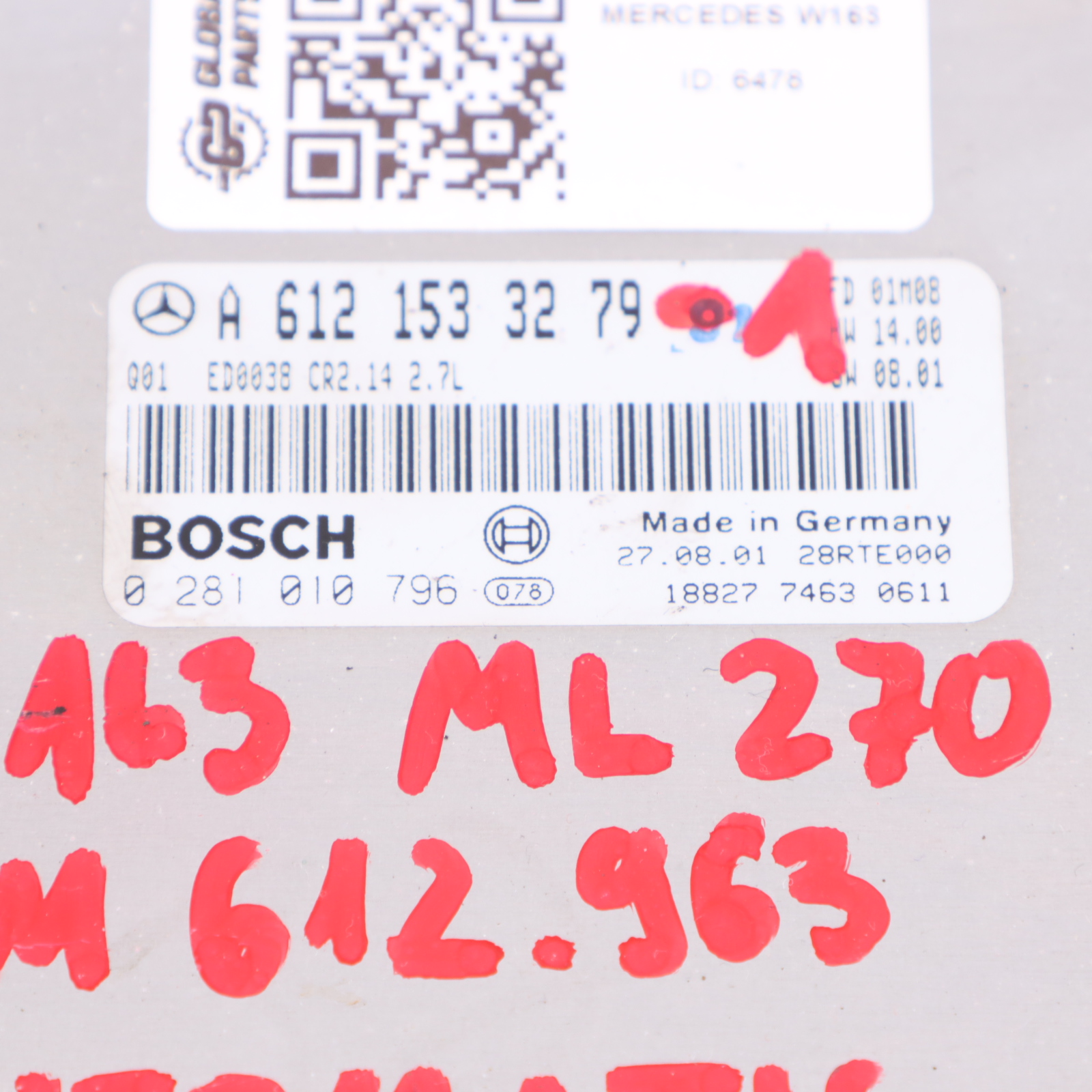 Mercedes ML W163 270 CDI Motorsteuerung ECU Kit A6121533279 Schlüssel Automatik