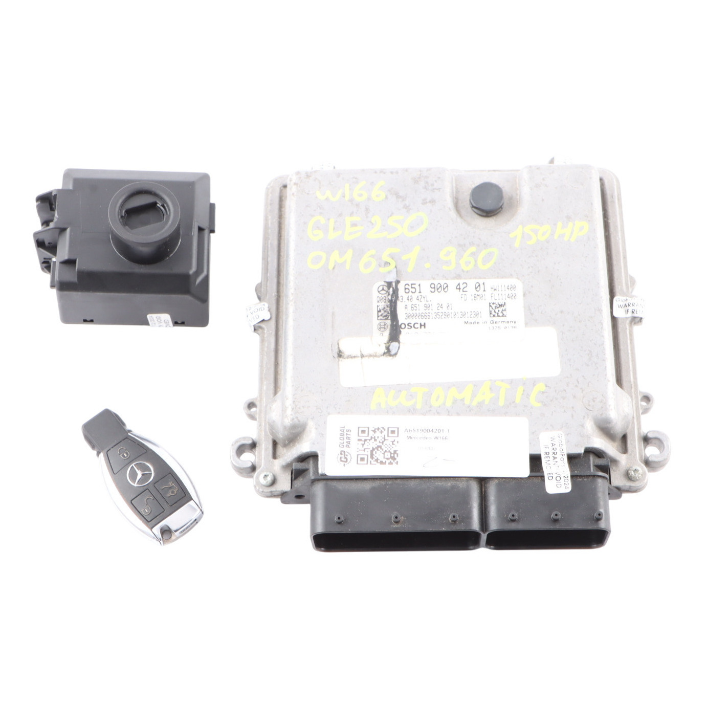 Mercedes GLE250 W166 OM651.960 204PS Motor ECU Kit Zündschlüssel A6519004201