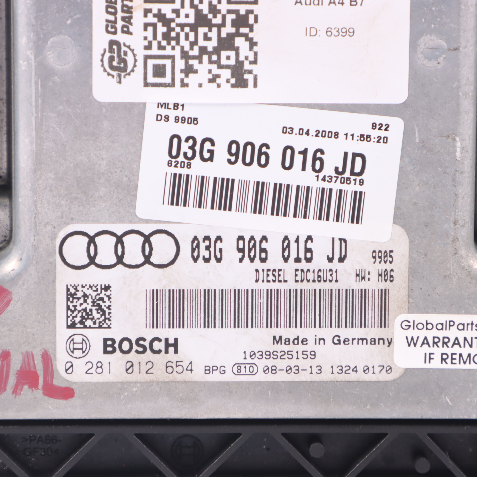 Audi A4 B7 2.0 TDI Diesel Engine Control Unit ECU Module Manual 03G906016JD