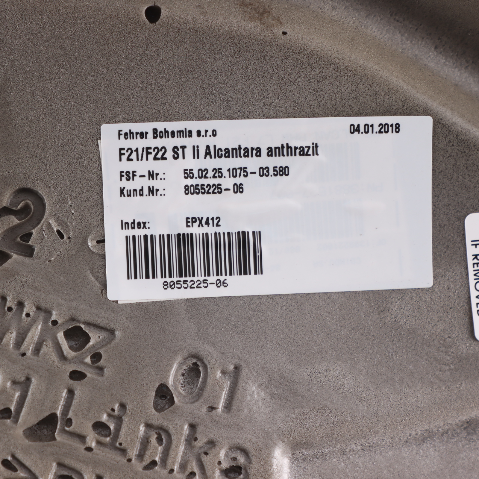 BMW F21 F22 Sitzverkleidung hinten links Seitenverkleidung Alcantara Anthrazit