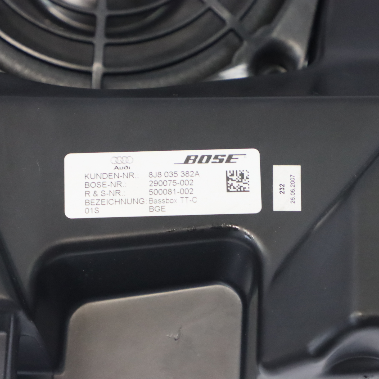 Audi TT 8J Głośnik Bose Subwoofer Lewy Tylny Boczek 8J8035382A