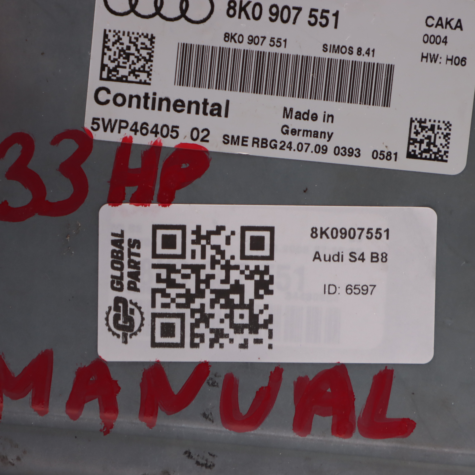 Audi A4 S4 B8 3.0 TFSI 333HP CAKA Quattro Motorsteuergerät ECU 8K0907551