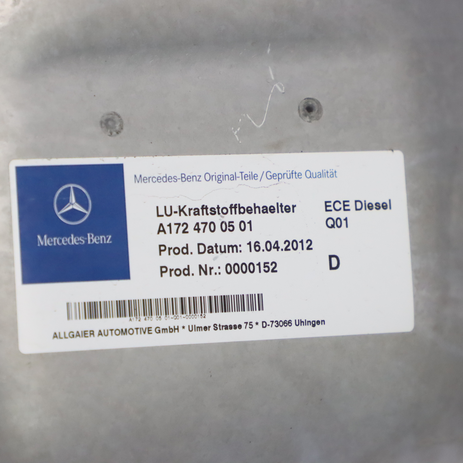 Mercedes SLK R172 Kraftstofftank Diesel Kraftstoffanlage OM651 A1724700301