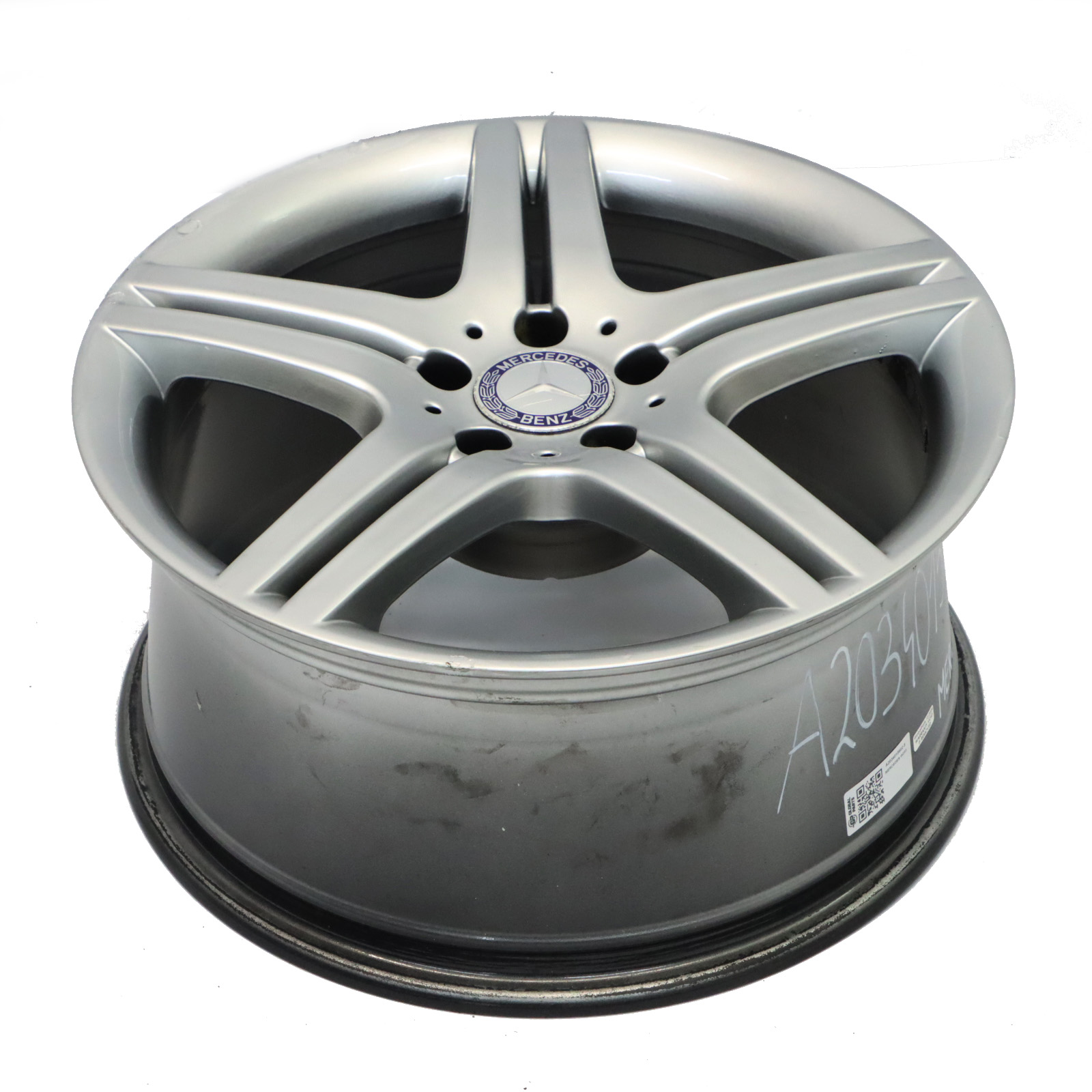 Mercedes W203 Rear Silver Wheel Rim 18" ET:30 8,5J 5-Double Spoke A2034015602