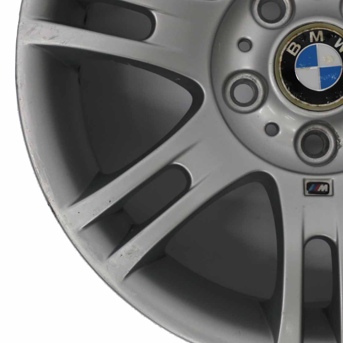 BMW E46 Silberne Leichtmetallfelge 17" M Doppelspeiche 97 7,5J ET:47 2282350