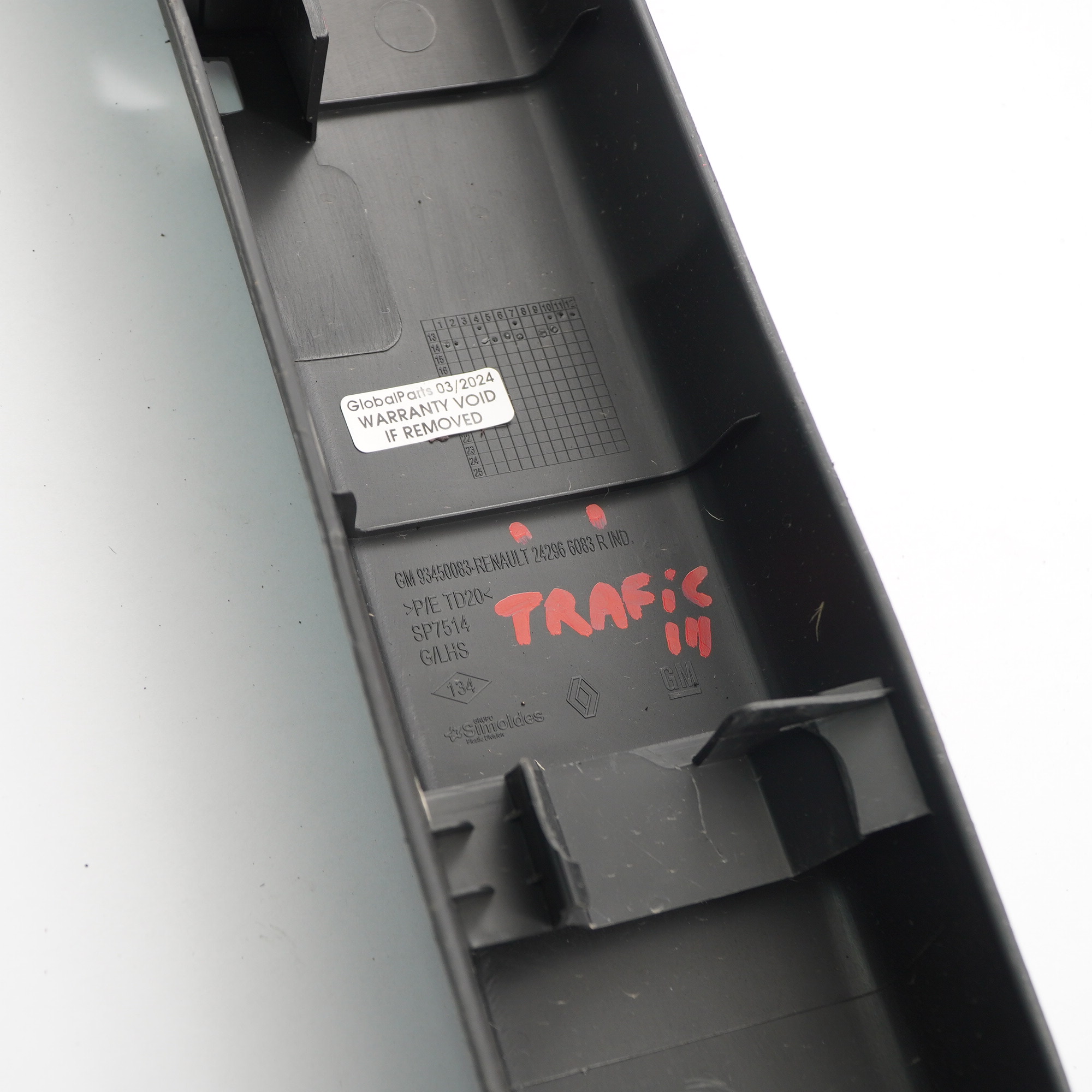 Renault Trafic Trim Pillar Panel Column D Cover Rear Left N/S Black 242966083R