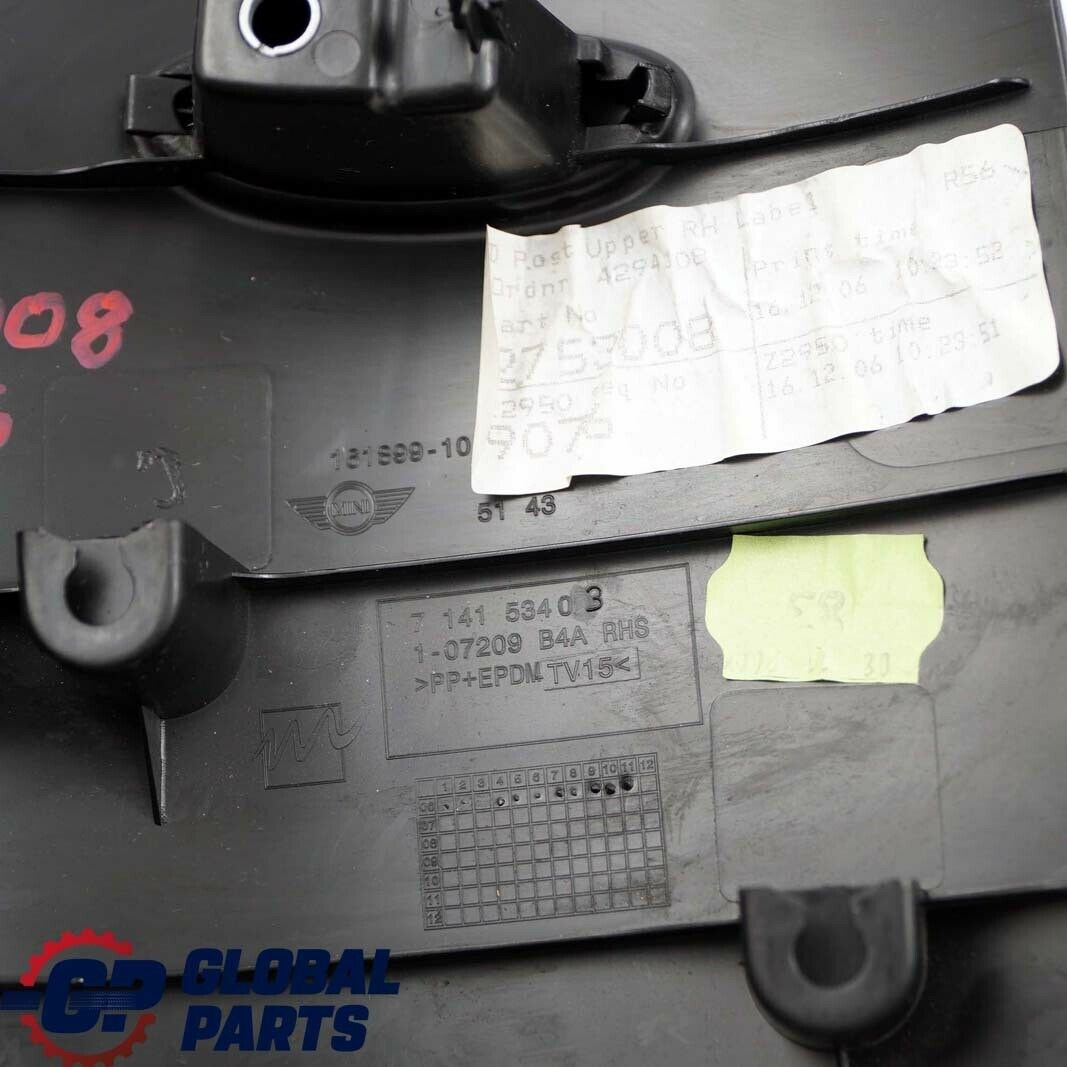 MINI Cooper One R56 LCI Trim Cover Column C Right O/S Carbon Black 7141534