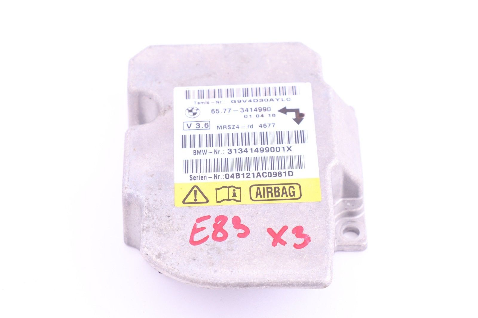 BMW X3 Series E83 Airbag Sensor Control Module 65773414990 3414990