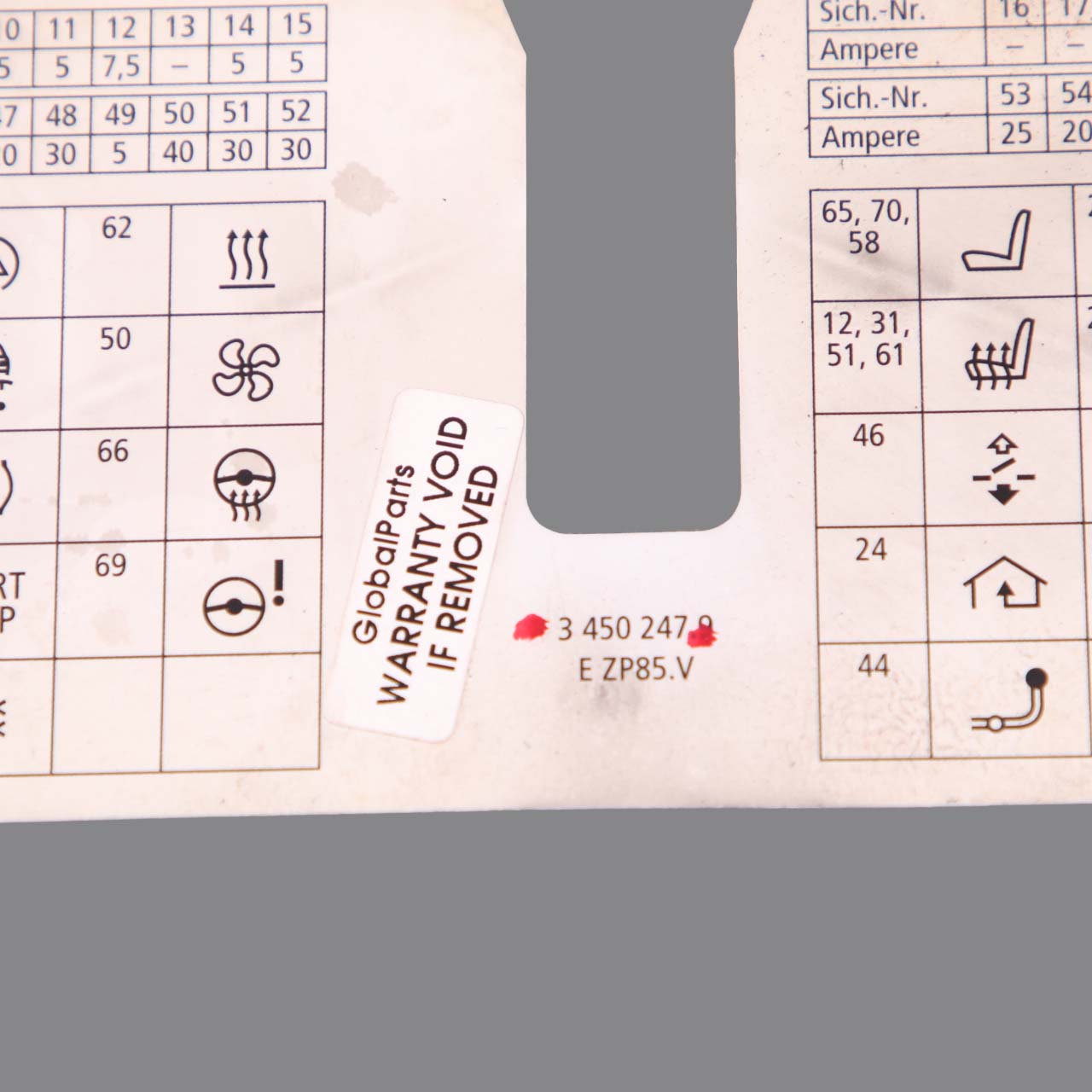 BMW X3 E83 LCI Karte  Sicherungskasten Gruppierung Diagramm 3450247