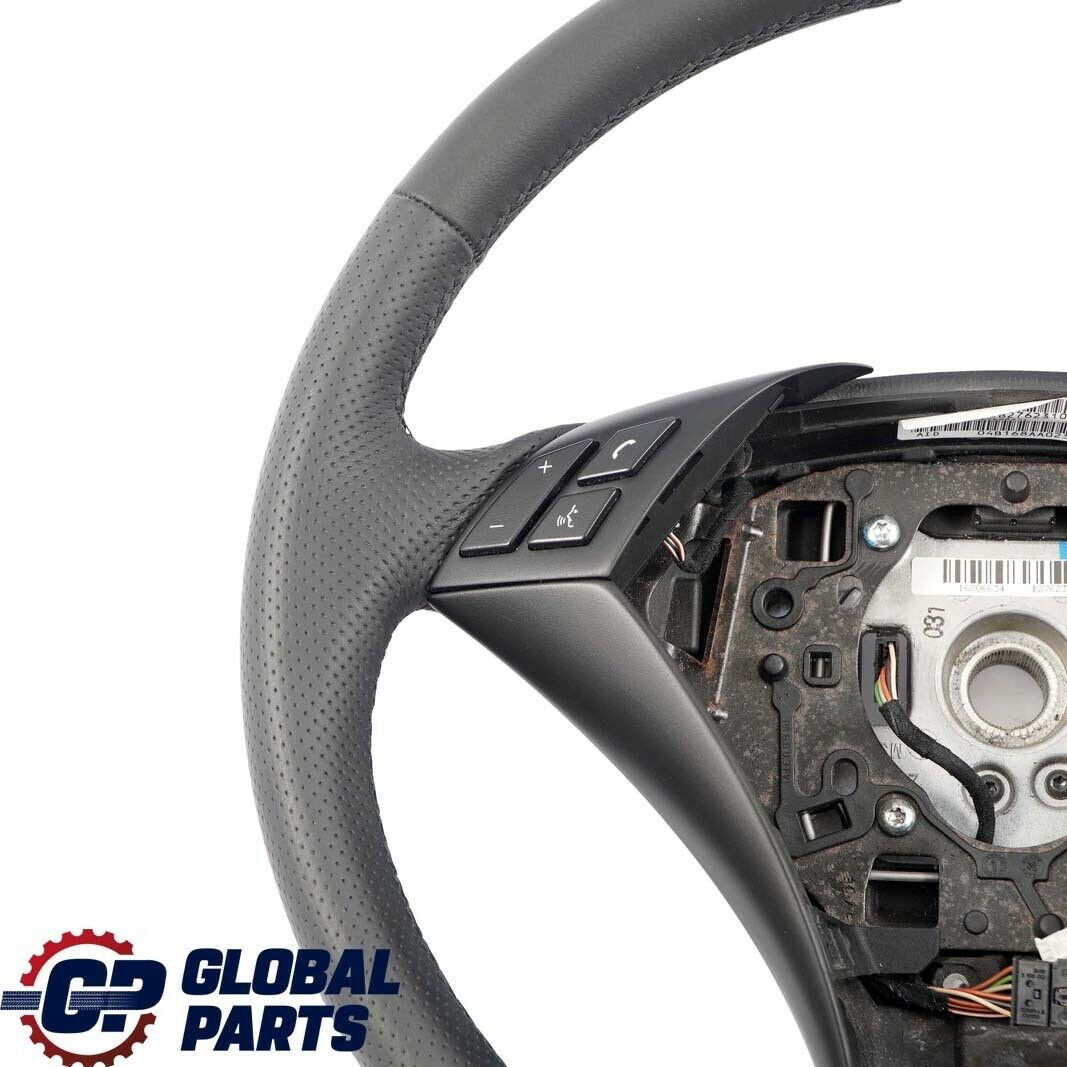 BMW 5 Series E60 E61 NEW Black Leather Steering Wheel Black Threads