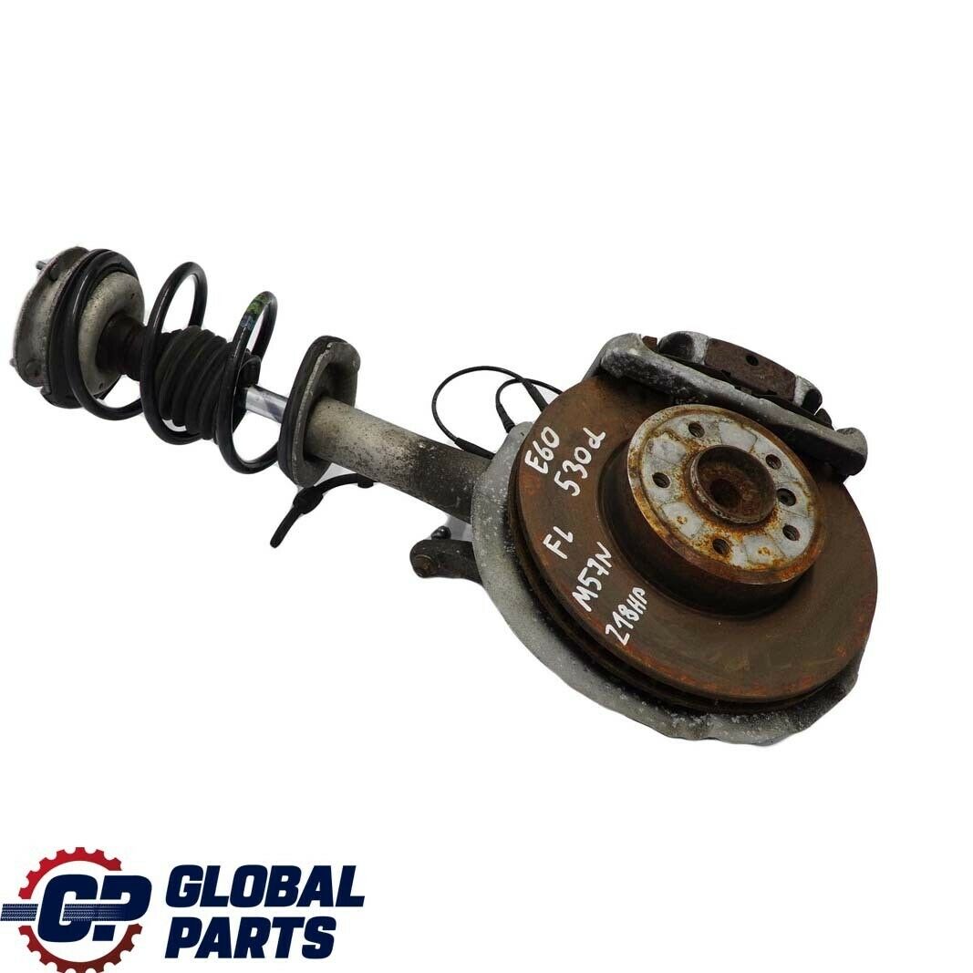 BMW 5 E60 530d M57N FRONT LEFT SPRING STRUT HUB LEG BRAKE CALLIPER DISC SET N/S