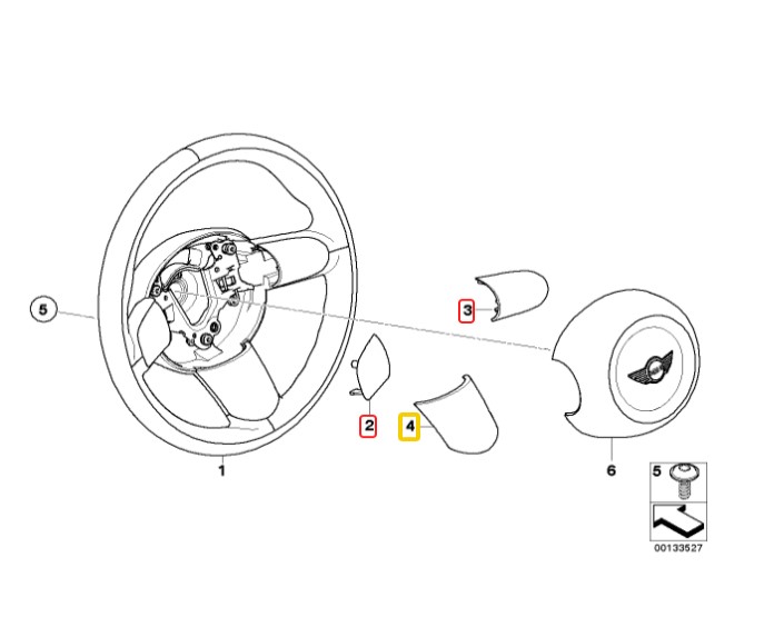 Mini Cooper R50 R52 R53 Sport Steering Wheel Three Spoke Cover Trim Set Black