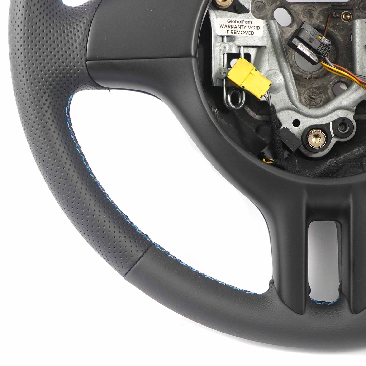 BMW E46 NEW Black Leather Sport Steering Wheel 3 Spoke M-tricoloured Threads