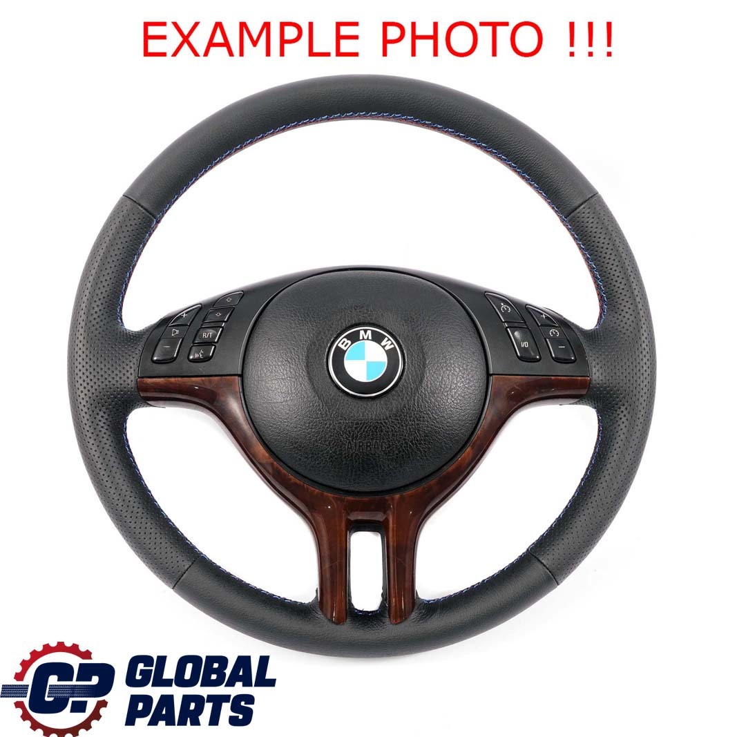 BMW 3 E46 NEW Black Leather Sport Steering Wheel 3 Spoke M-tricoloured Threads