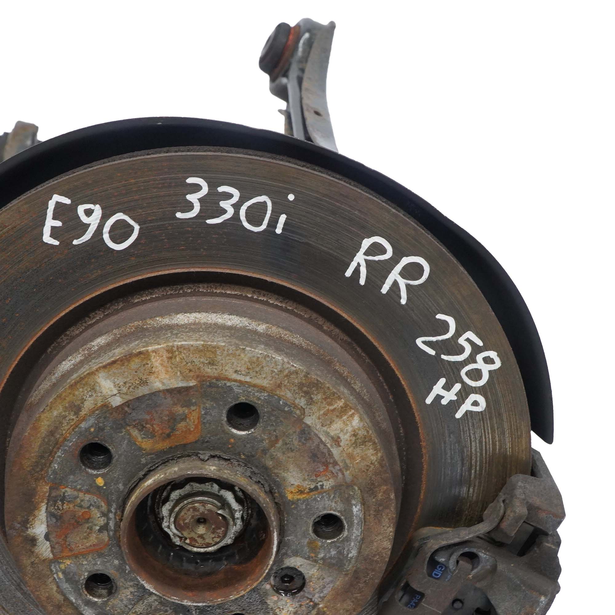 £BMW E90 330i N52 Rear Right O/S Axle Suspension Leg Wheel Hub Brake Disc