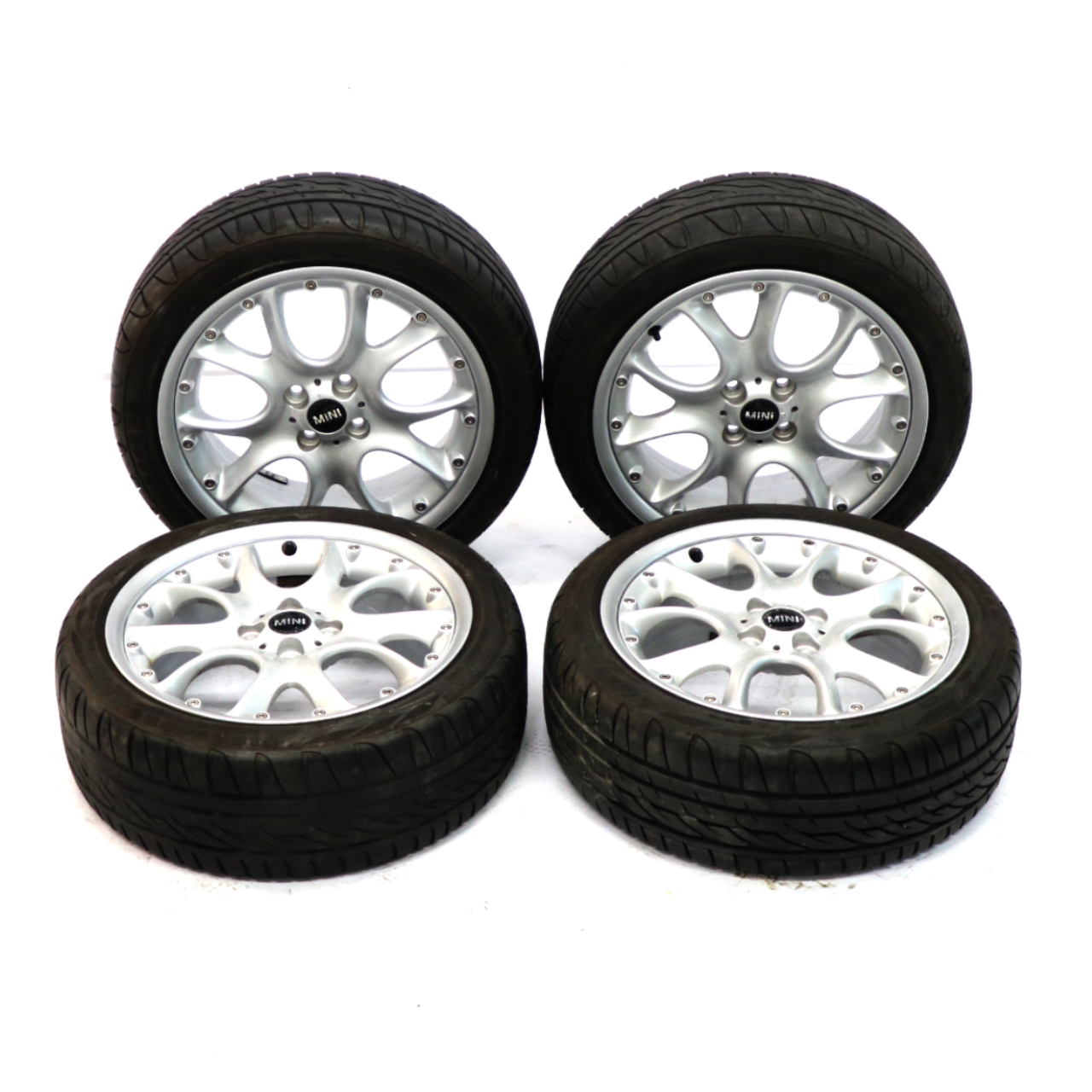 Mini R50 R55 R56 Set Complete 4x Wheel Alloy Rim Tyres 17" 7J Web Cross Spoke 98