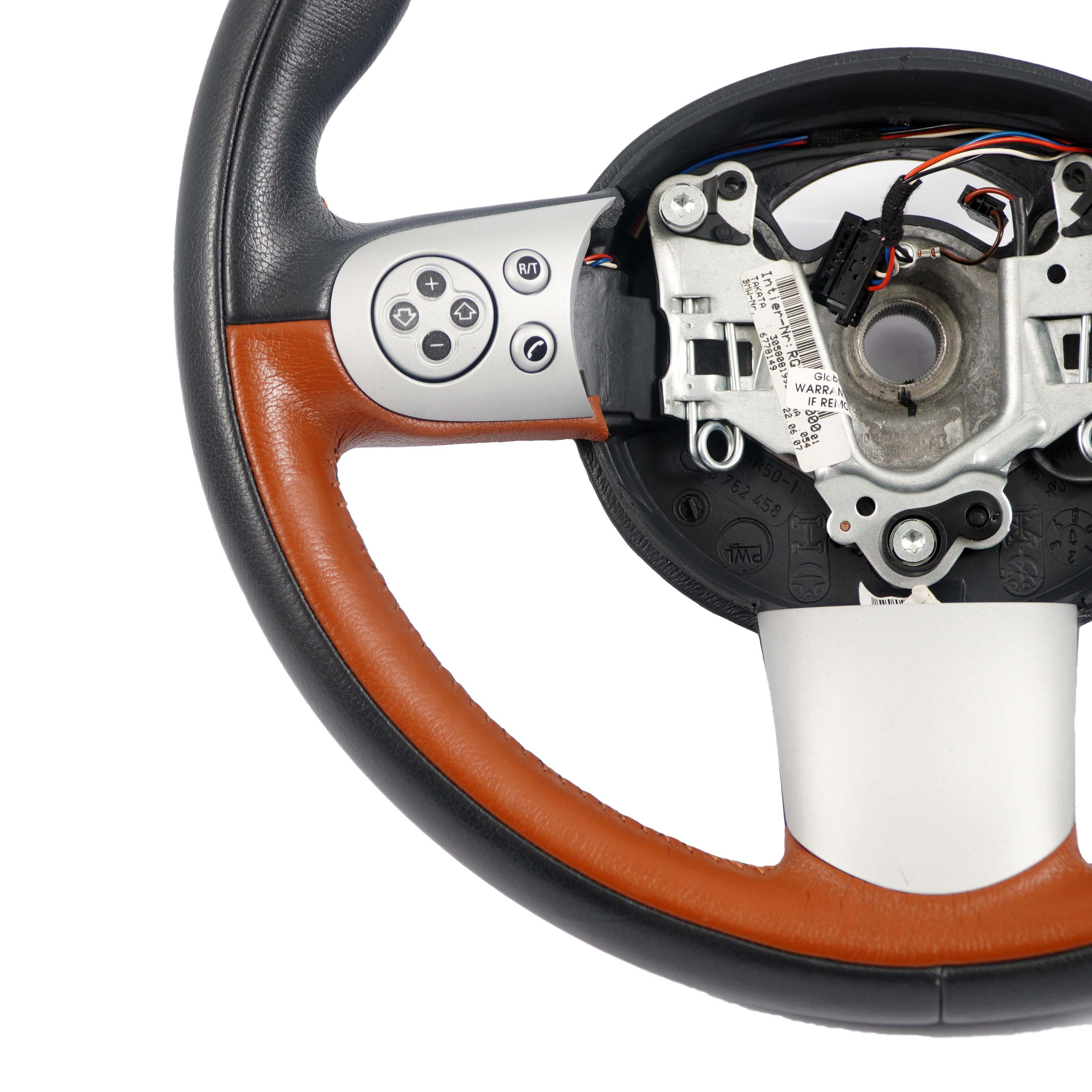  Sport Steering Wheel Mini Cooper R50 Black / Brown Leather Mulifunction 6778149