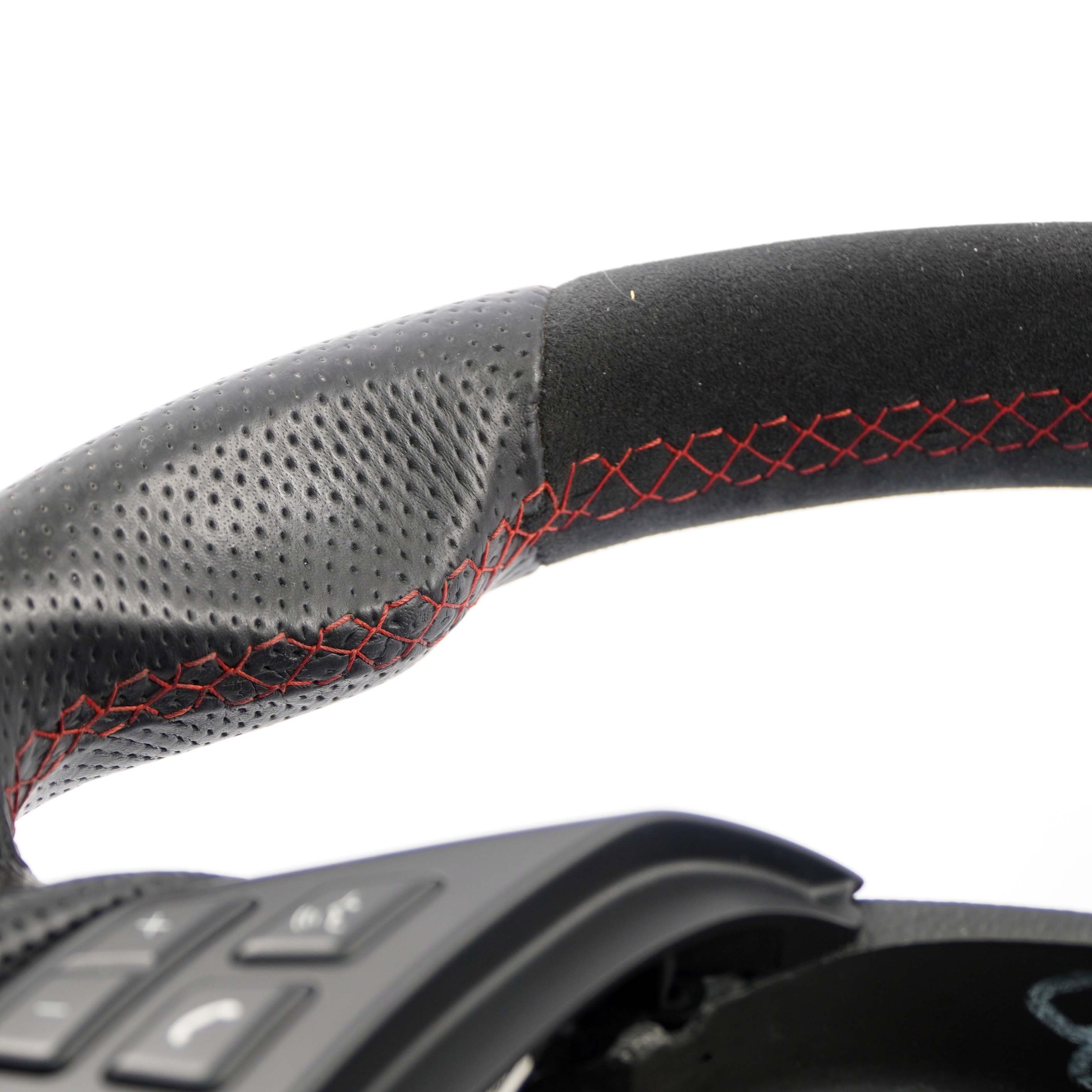 BMW E90 E91 Black Leather / Alcantara Sport Look Steering Wheel Red Threads