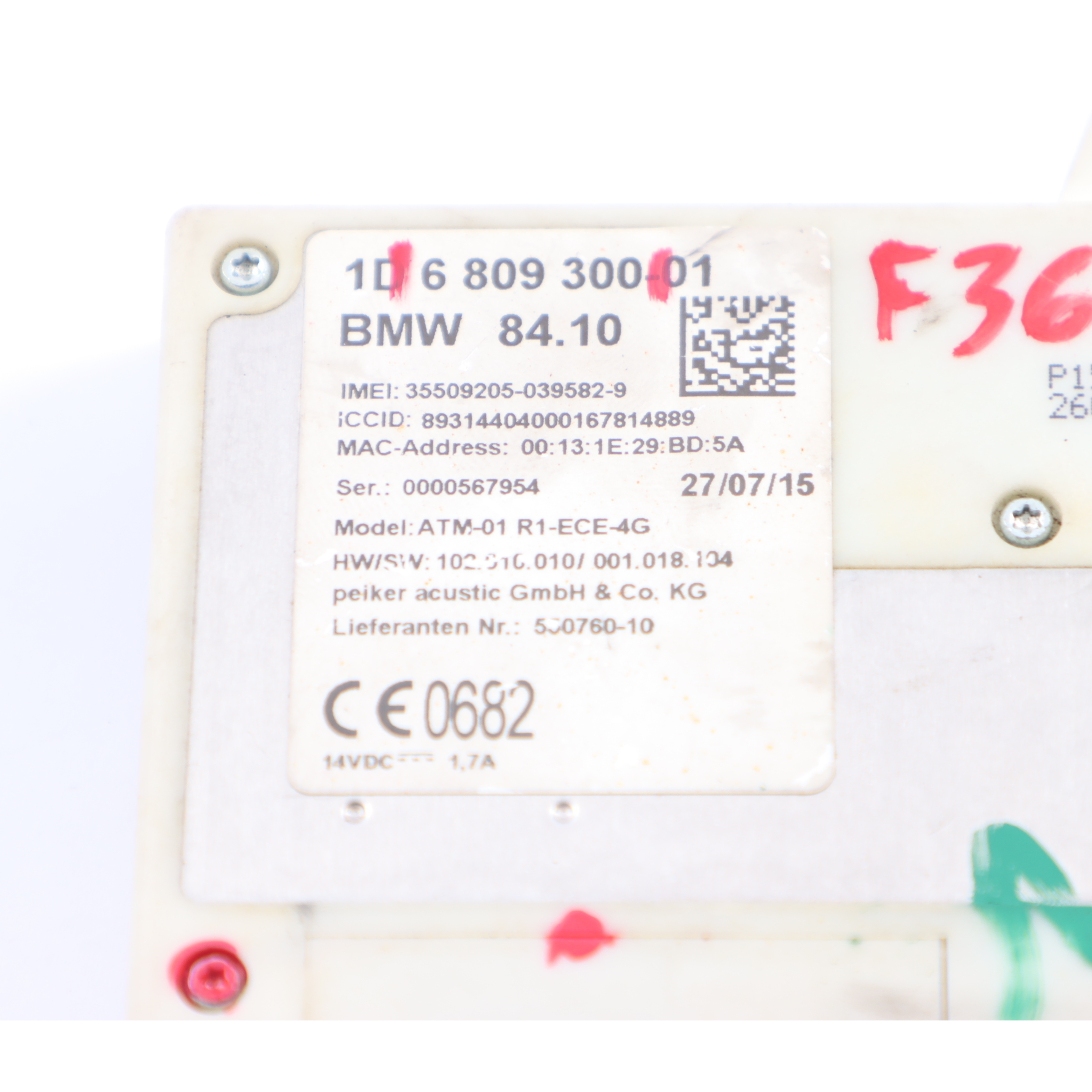 BMW F30 F36 G11 Telematik Modul Bluetooth Telematik Steuergerät ECU 6809300