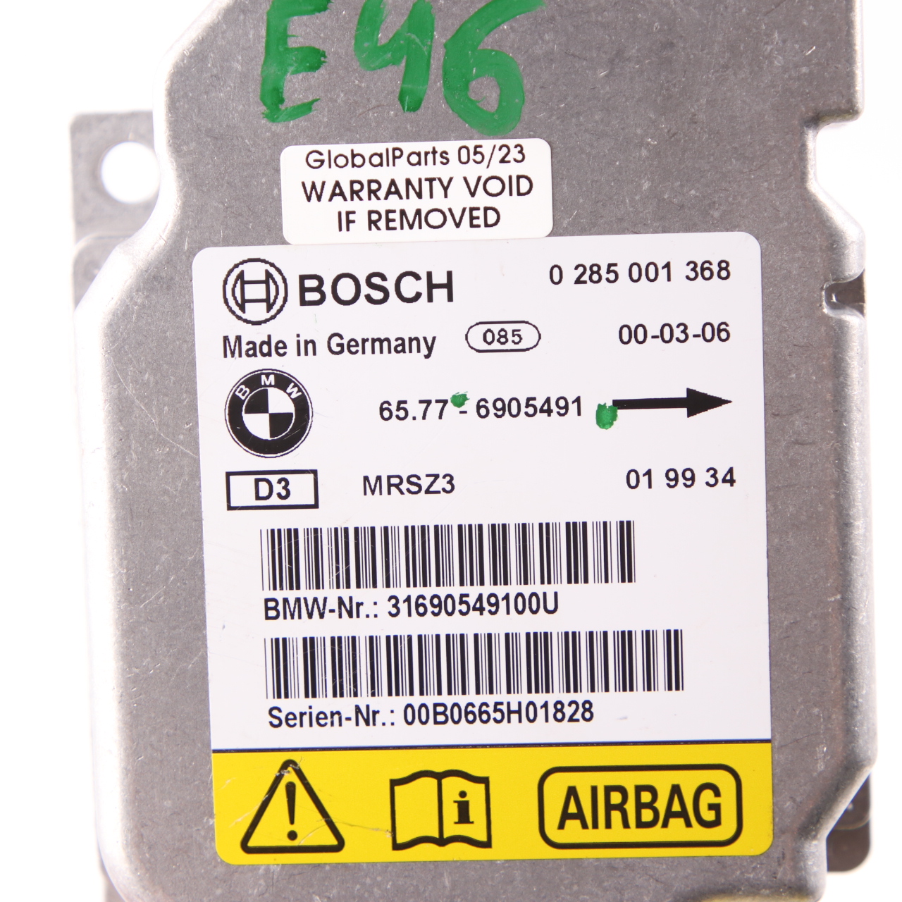 Airbag Modul BMW E46 X5 E53 Steuergerät ECU Seitenairbag 6905491