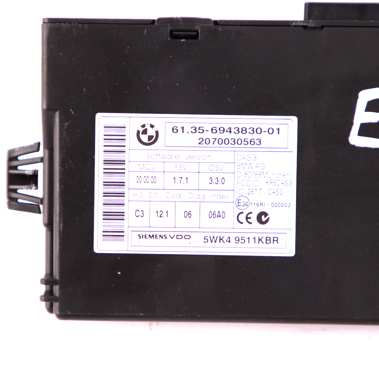 BMW E60 E87 E90 CAS 3 ECU Steuereinheit Schlüssel Lesemodul Modul 6943830