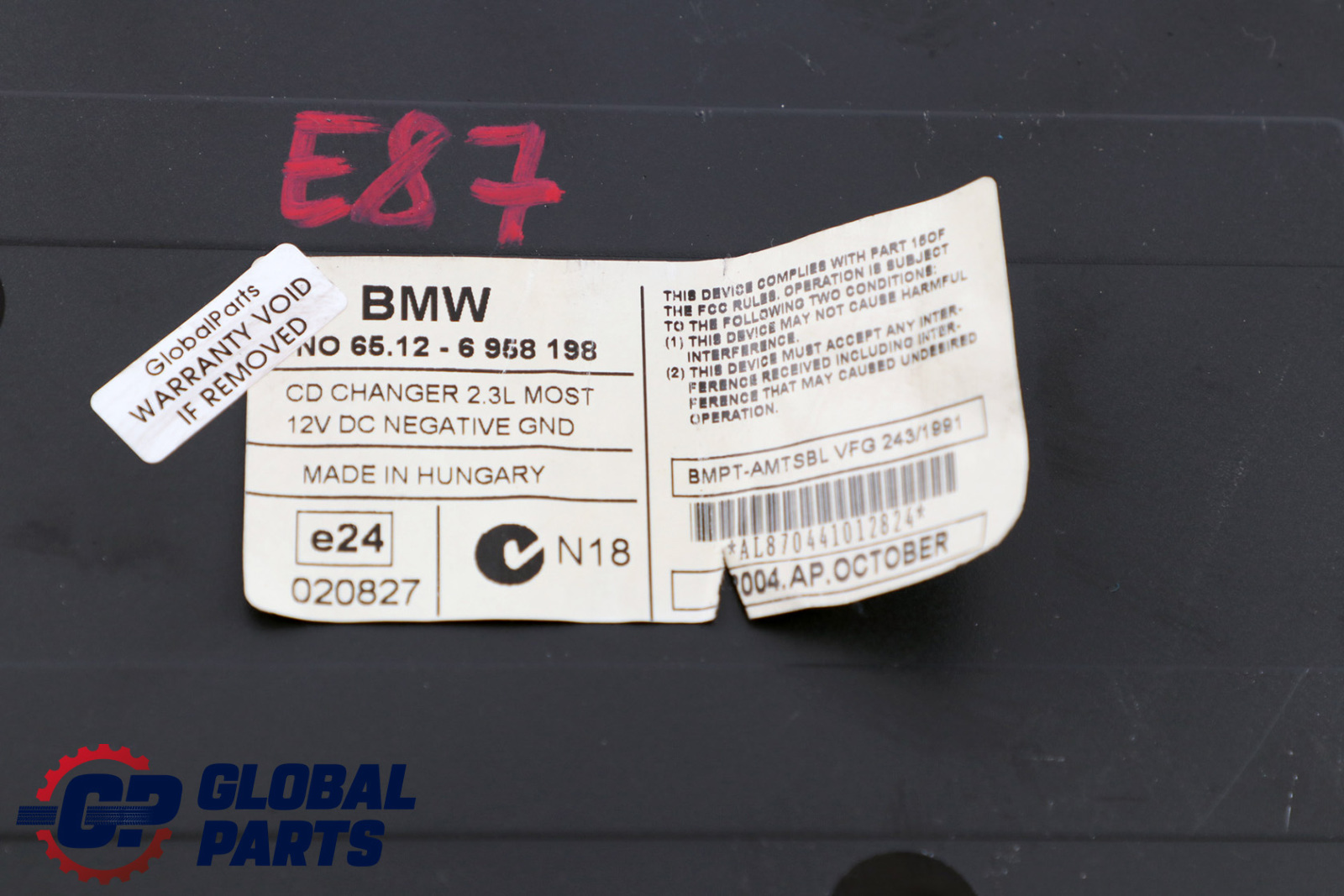 BMW 1 er E87 6 CD Wechsler ohne Magazin 6958198 65126958198