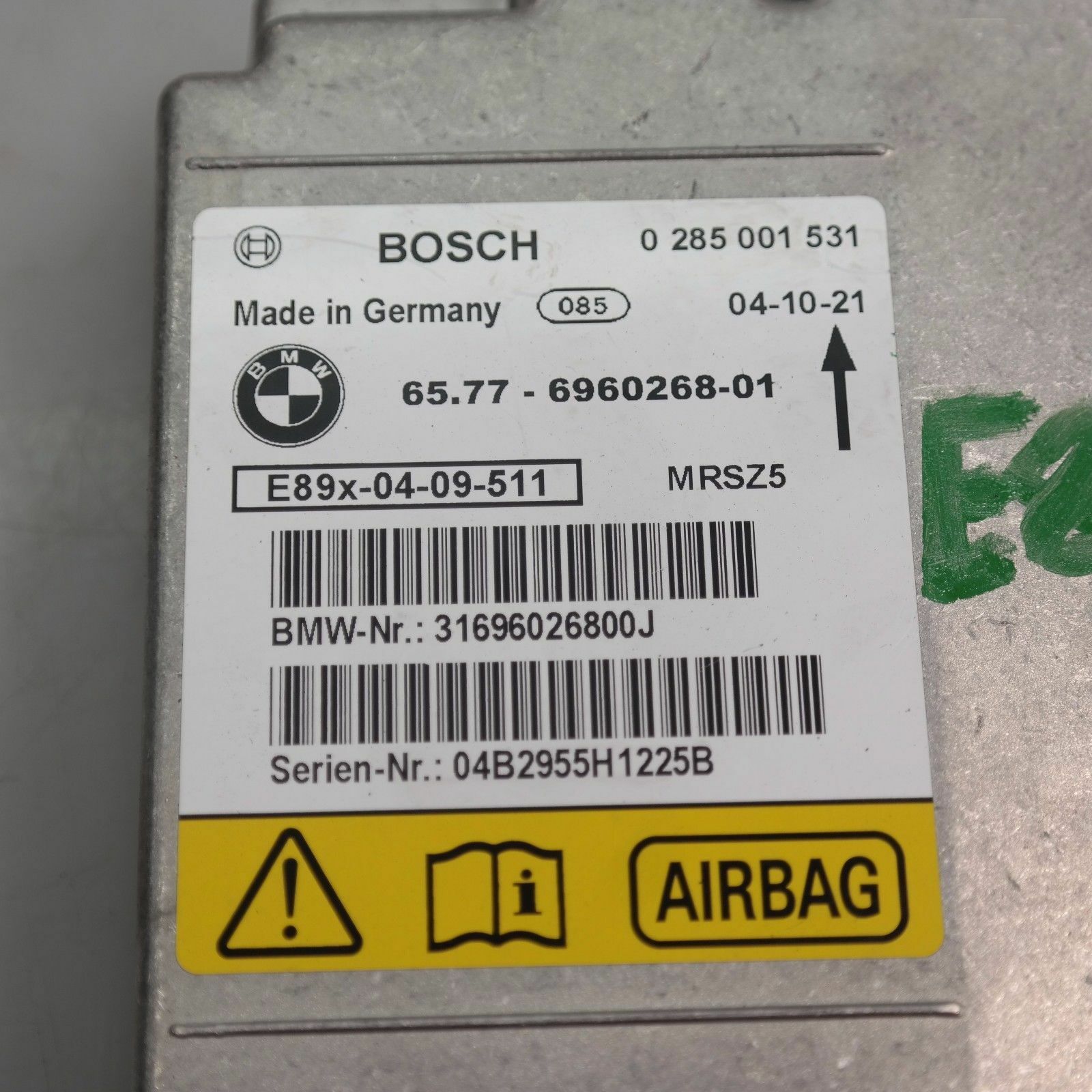 BMW E81 E87 E90 E91 Control Unit Airbag ECU NO CRASH DATA 6960268