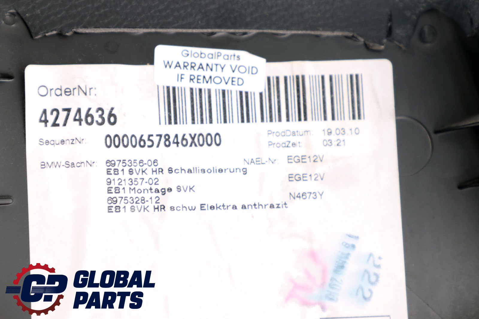 BMW 1 Series E81 Rear Right O/S Lateral Trim Panel Elektra Antracite