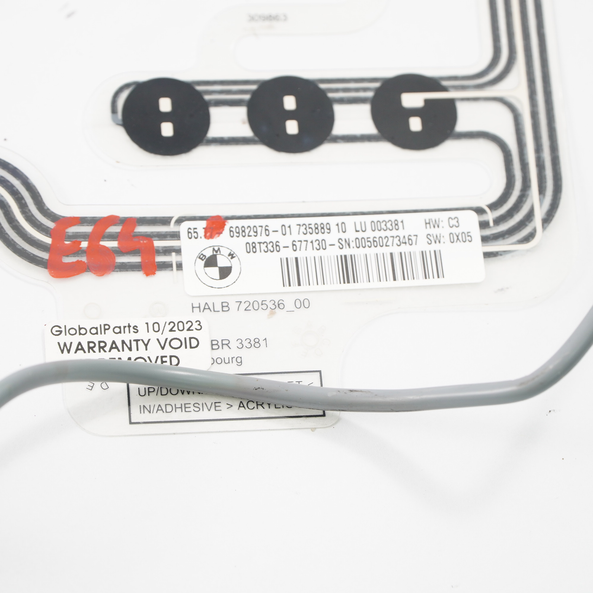 BMW E63 E64 Sitz belegungs sensor Matte Beifahrerseite Steuergerät Modul 6982976