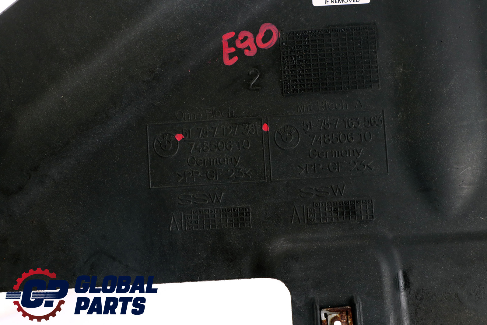 BMW E81 E87 E90 E90N E91 E91N E92 E93 Underfloor Coating Centre Rear