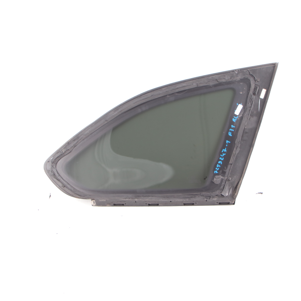 BMW 3 F31 Touring Rear Left N/S Side Window Black AS3 Tinted Glass Chrome Strip