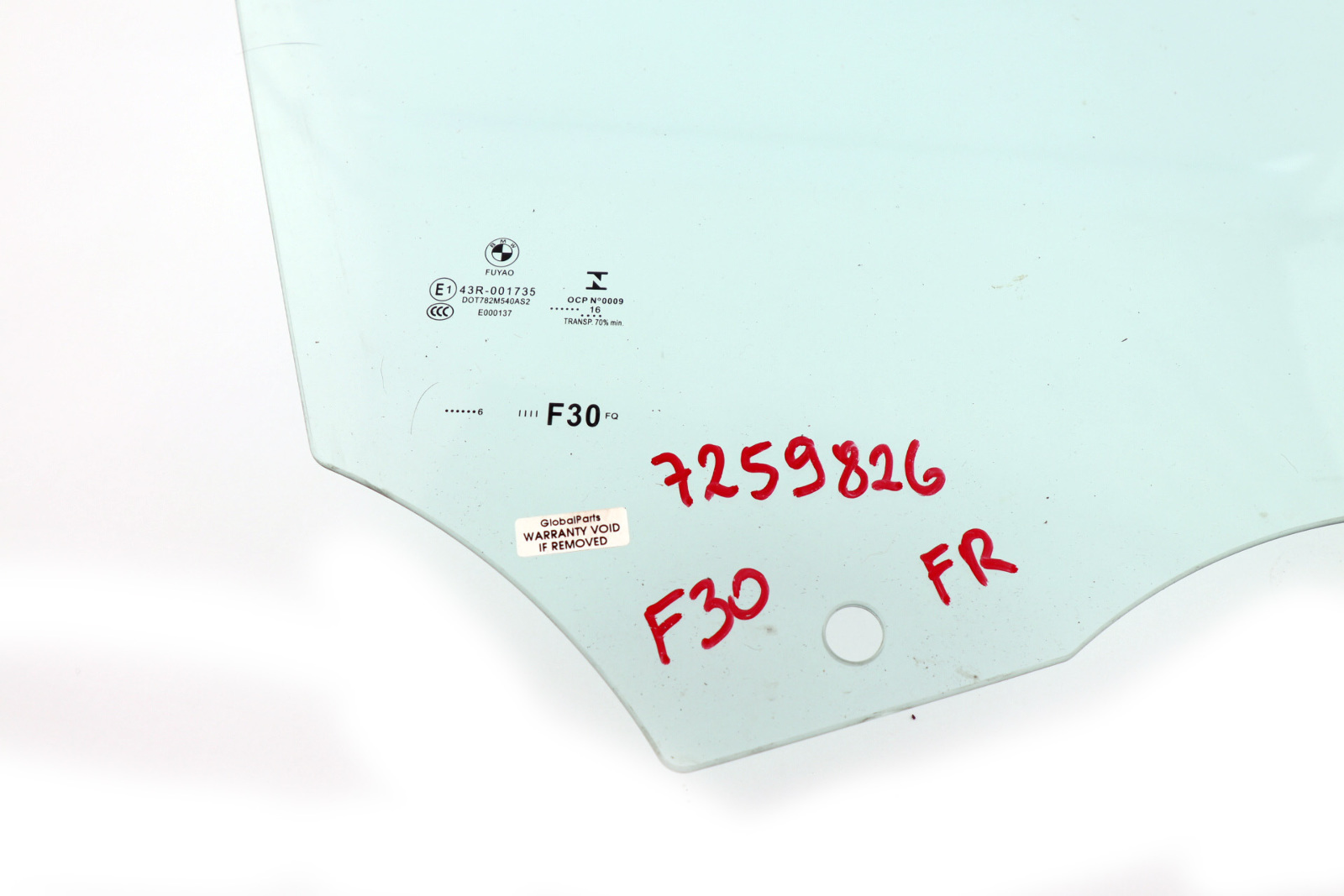 BMW 3 er F30 F31 F80 M3 Vorne Rechts Türseite Fensterglas Grün AS2 7259826