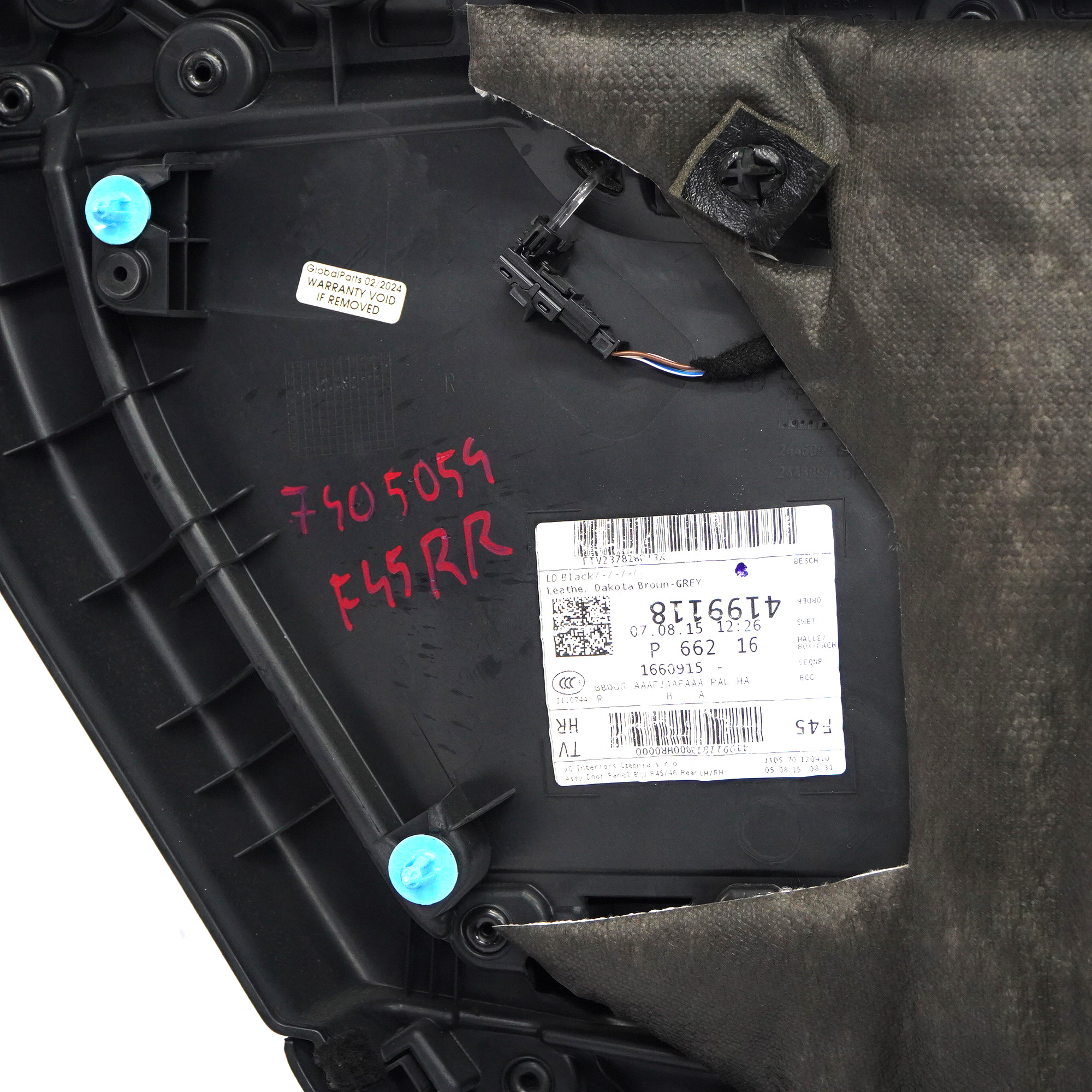 BMW F45 Türkarte hinten rechts Türverkleidung Panel Leder Dakota Braun 7405054