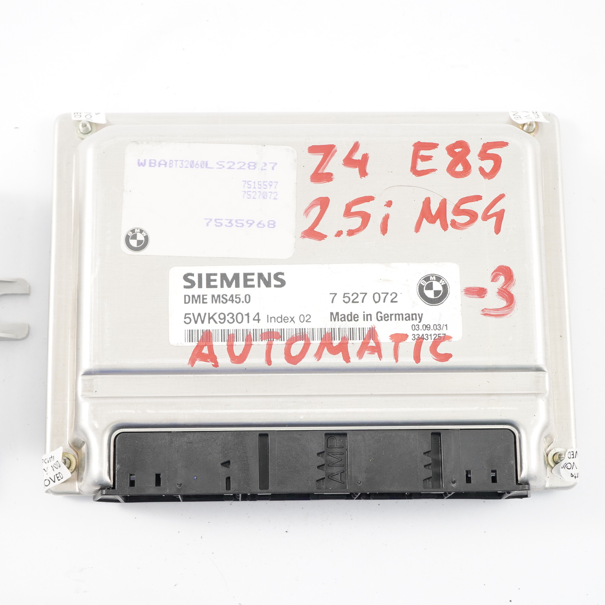 BMW Z4 E85 2.5i M54 192PS ECU Steuergerät DME 7527072 EWS Automatikgetriebe