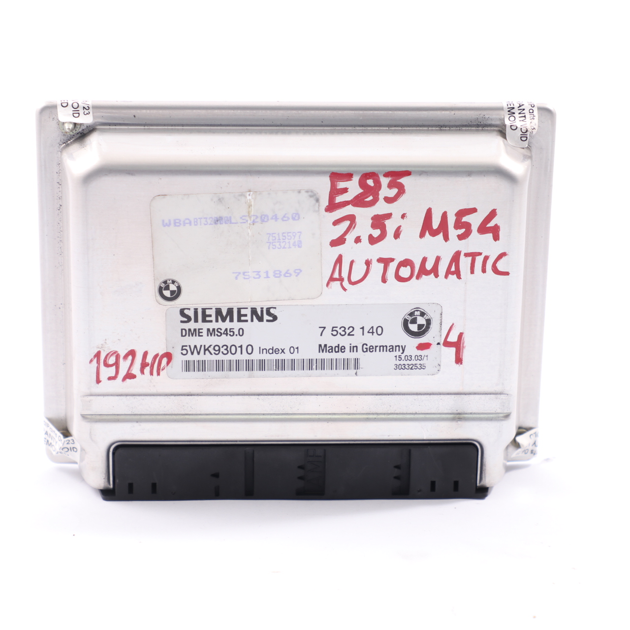 BMW X3 E83 Z4 E85 2.5i M54 192HP Motor ECU DME Steuergerät 7532140 Automatik