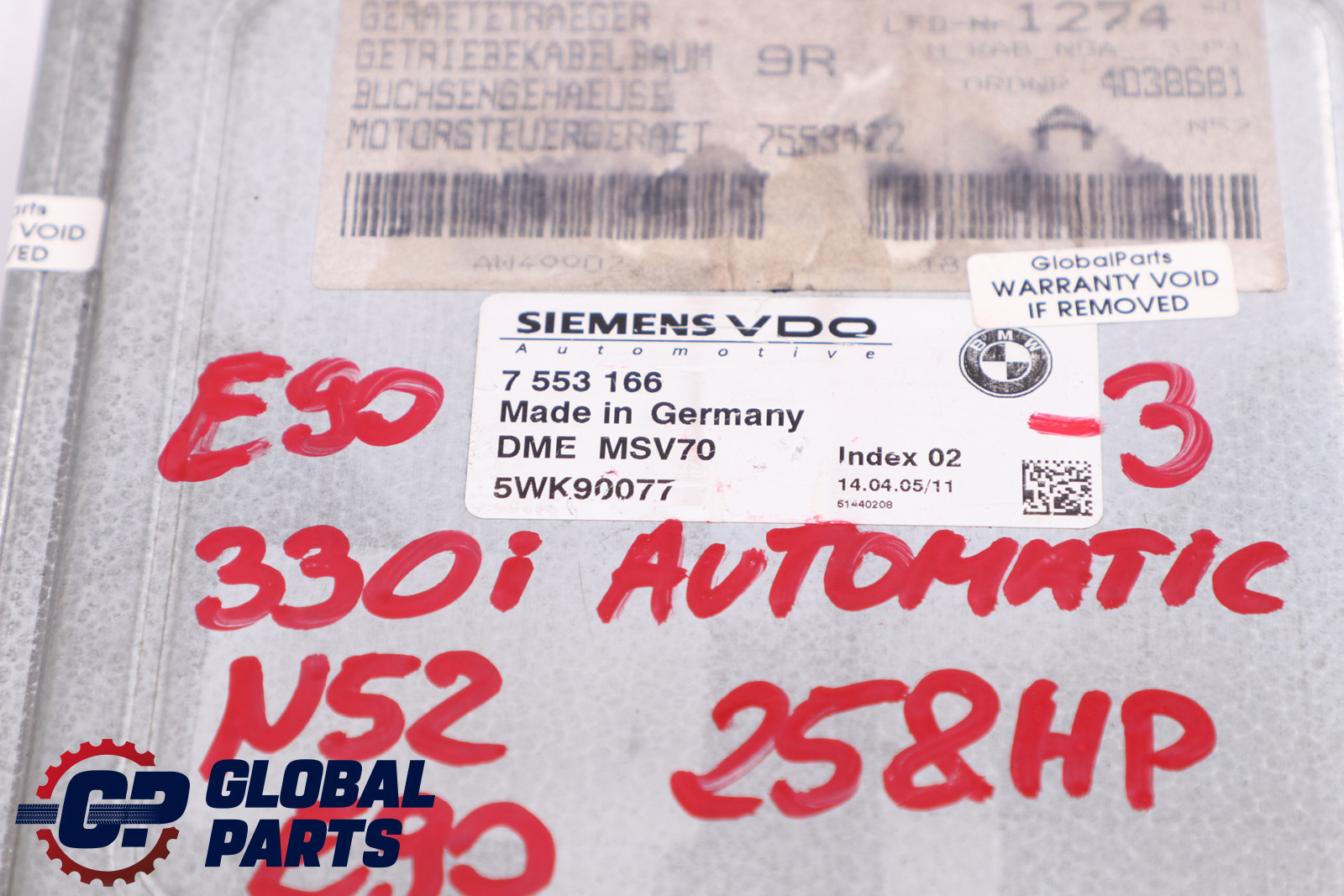 BMW E60 E61 E90 E91 N52 330i 530i Steuergerät DME 7553166 CAS2 Schlüsse